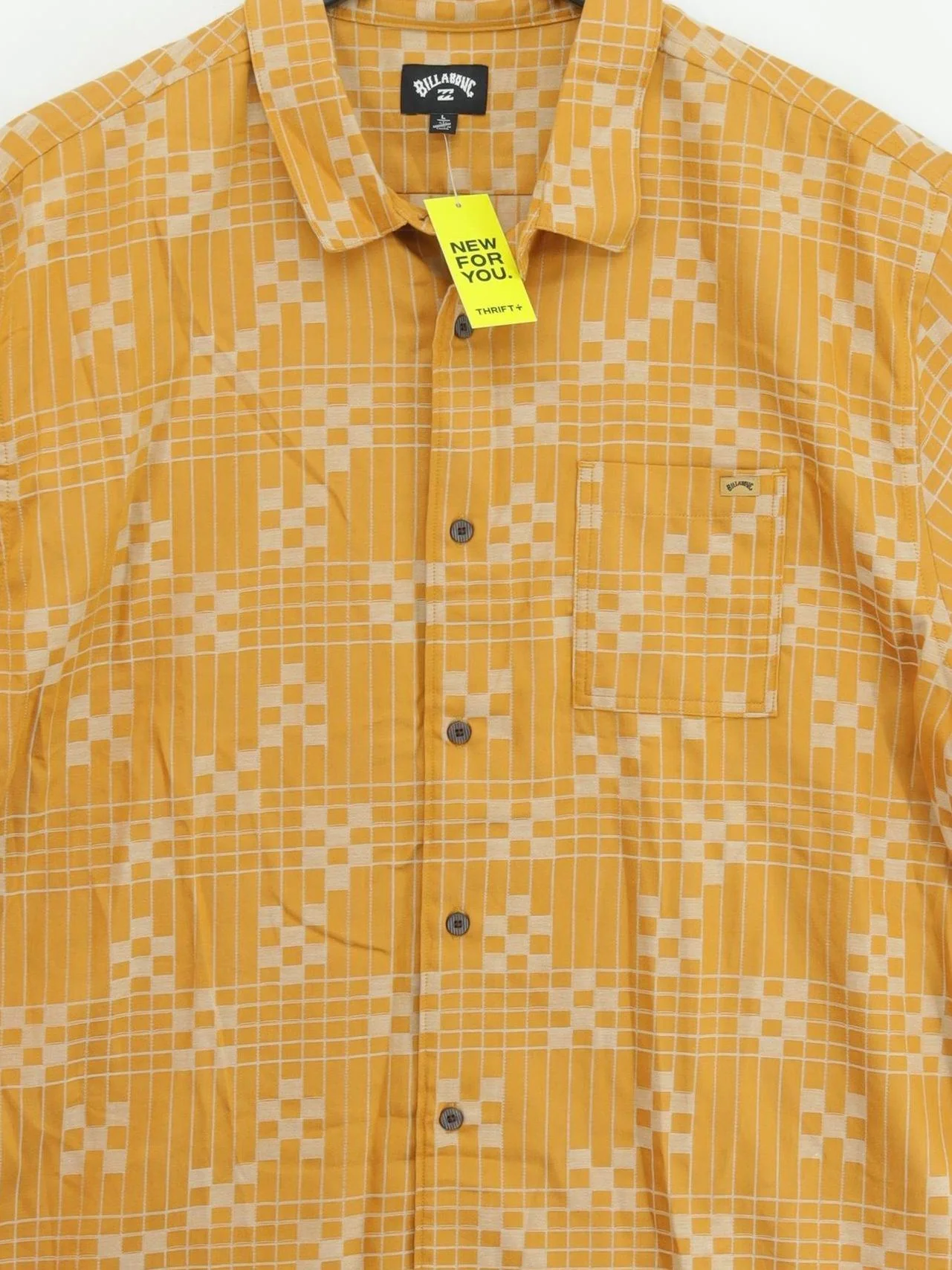 Billabong Men's Shirt L Yellow Geometric 100% Cotton Basic - Image 3