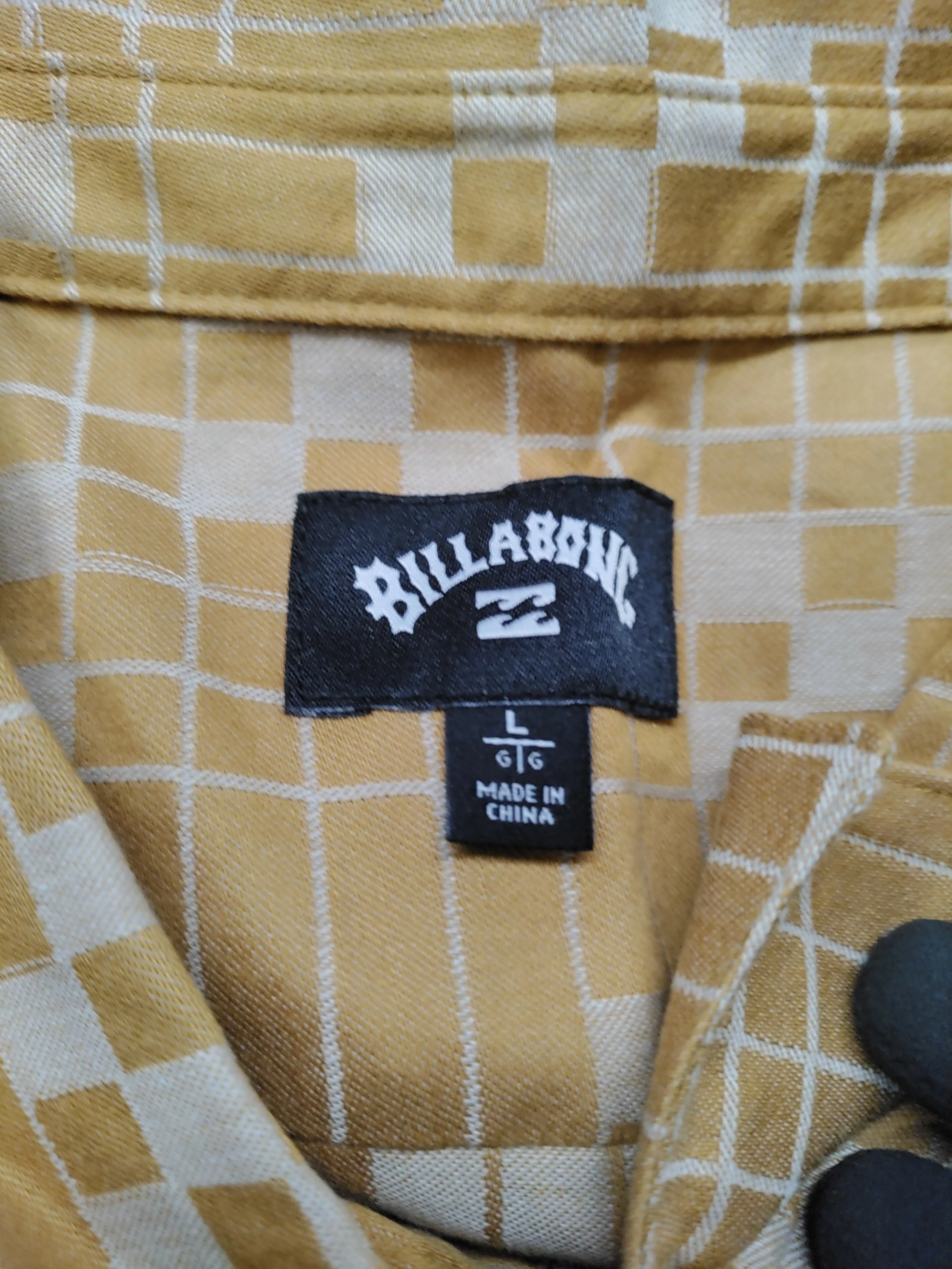 Billabong Men's Shirt L Yellow Geometric 100% Cotton Basic - Image 6
