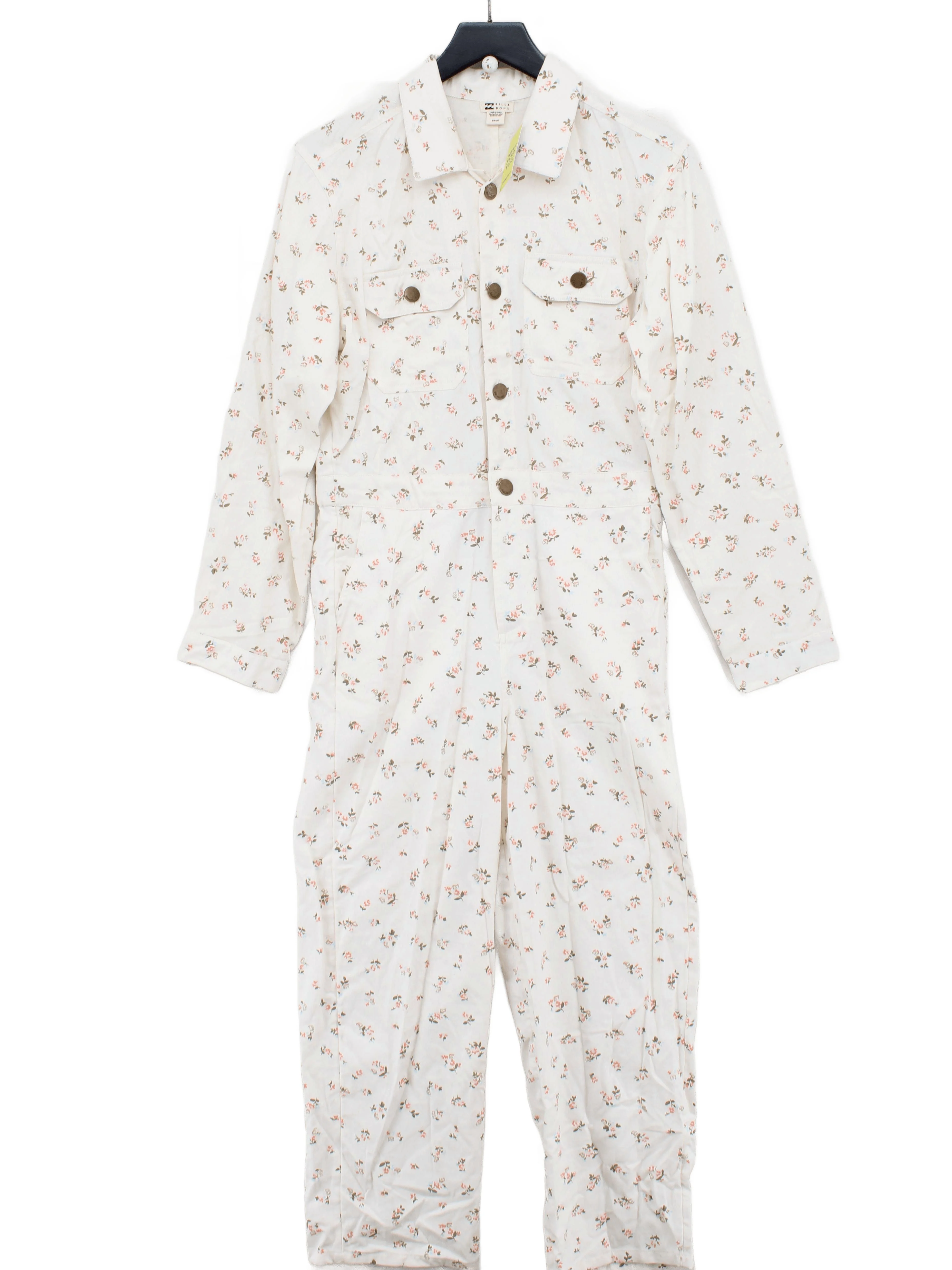 Billabong Women's Jumpsuit S White Floral 100% Cotton Straight Jumpsuit
