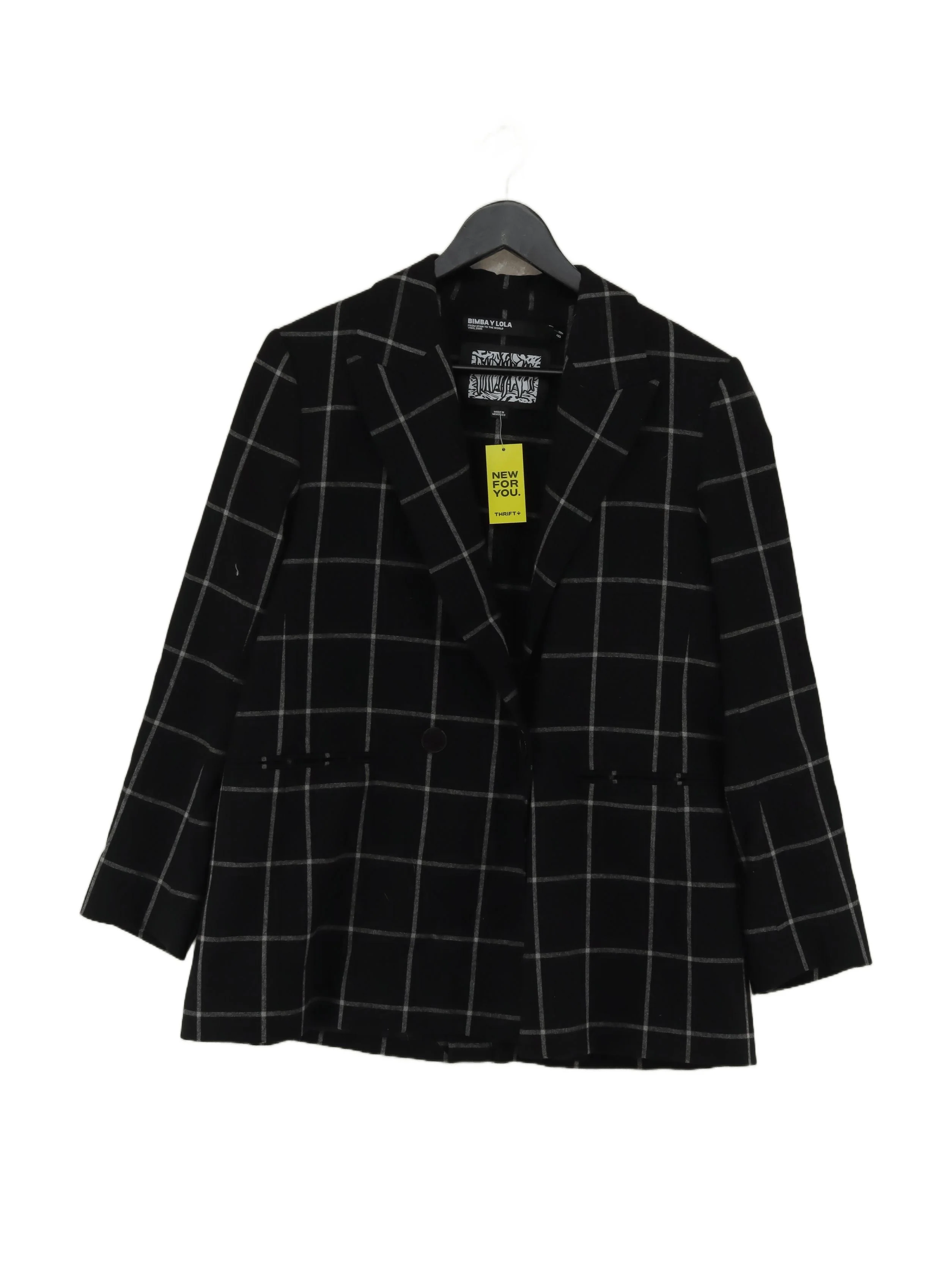 Bimba Y Lola Women's Blazer M Black Checkered 100% Other Overcoat
