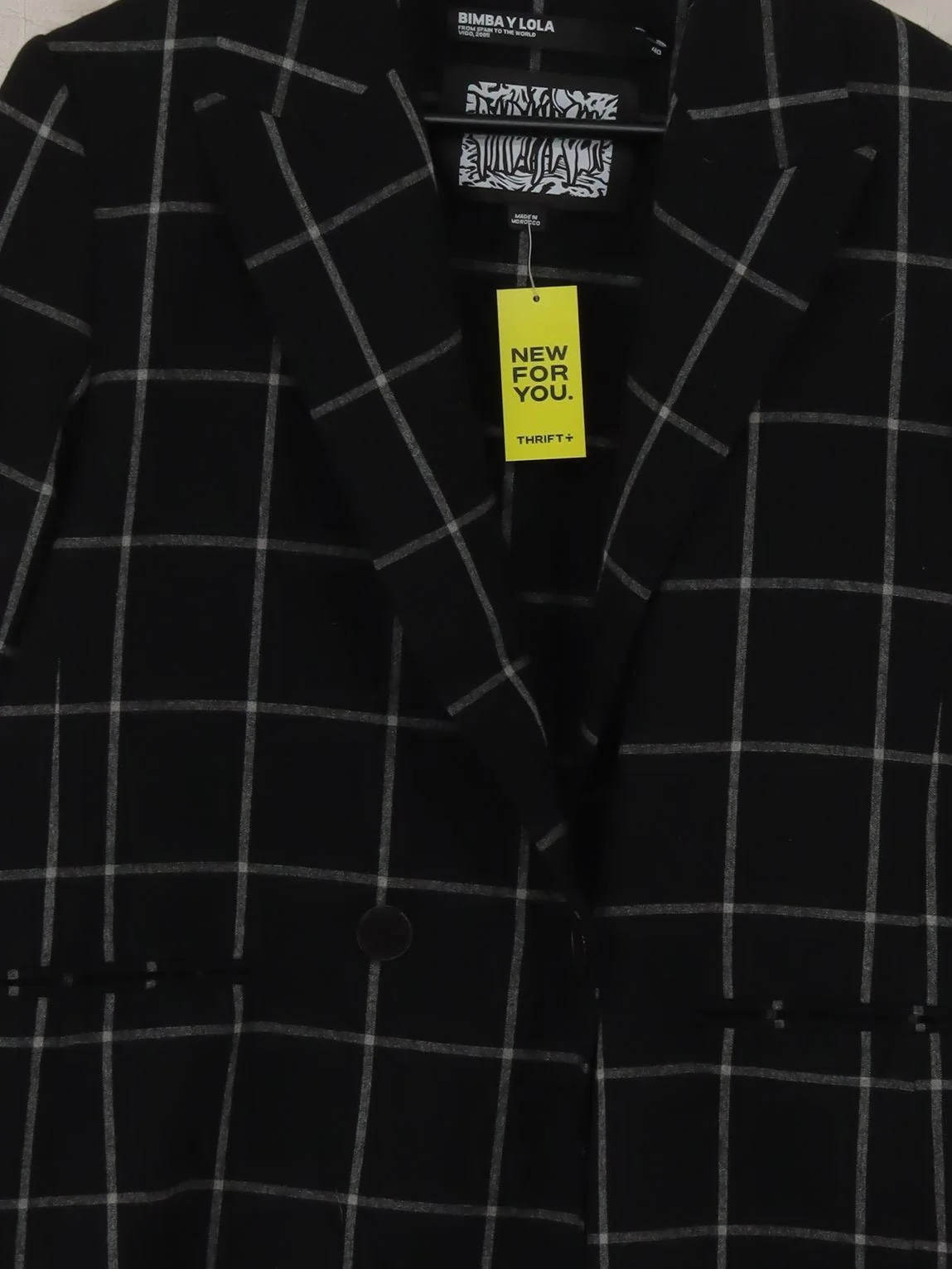 Bimba Y Lola Women's Blazer M Black Checkered 100% Other Overcoat - Image 3