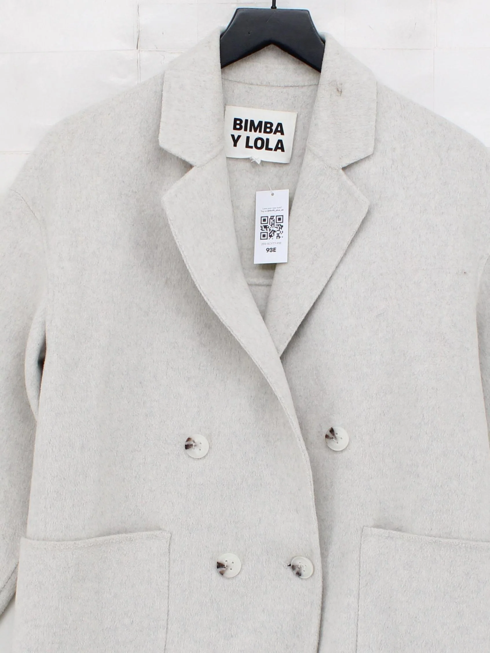 Bimba Y Lola Women's Coat L Cream Wool with Polyester, Acrylic Overcoat - Image 3