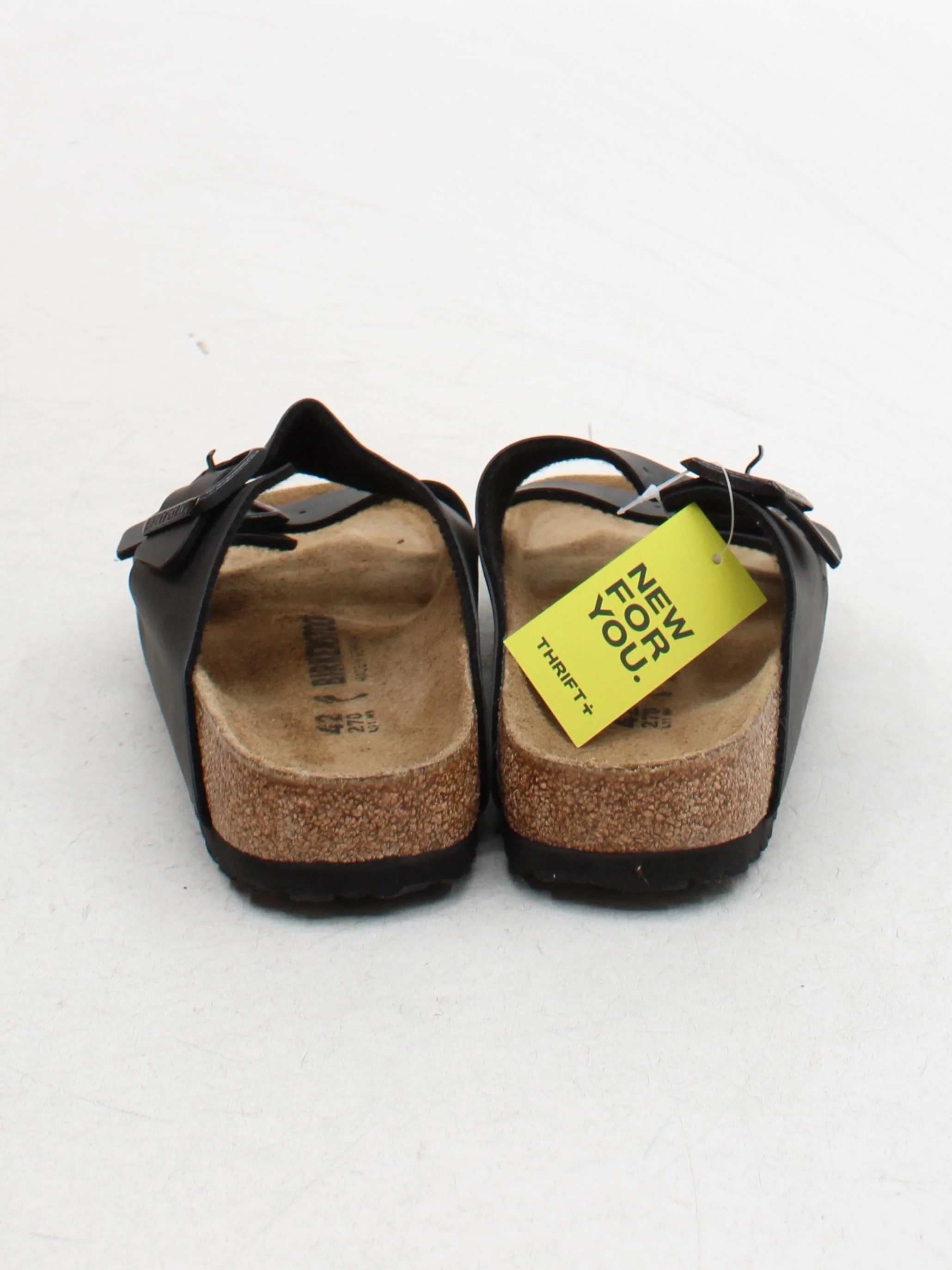 Birkenstock Men's Sandals UK 8 Black Faux Leather with Suede Slider - Image 3