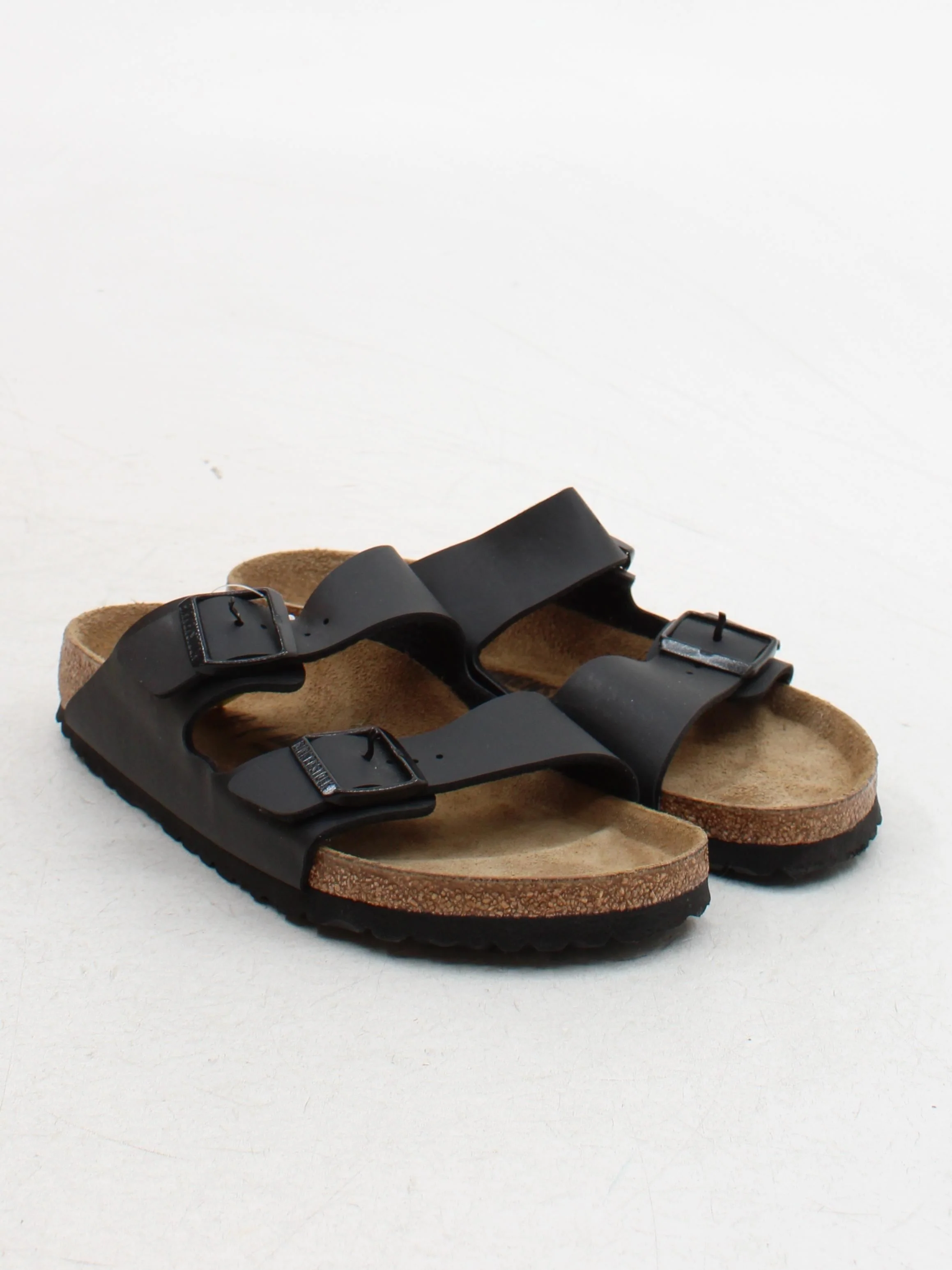 Birkenstock Men's Sandals UK 8 Black Faux Leather with Suede Slider - Image 4