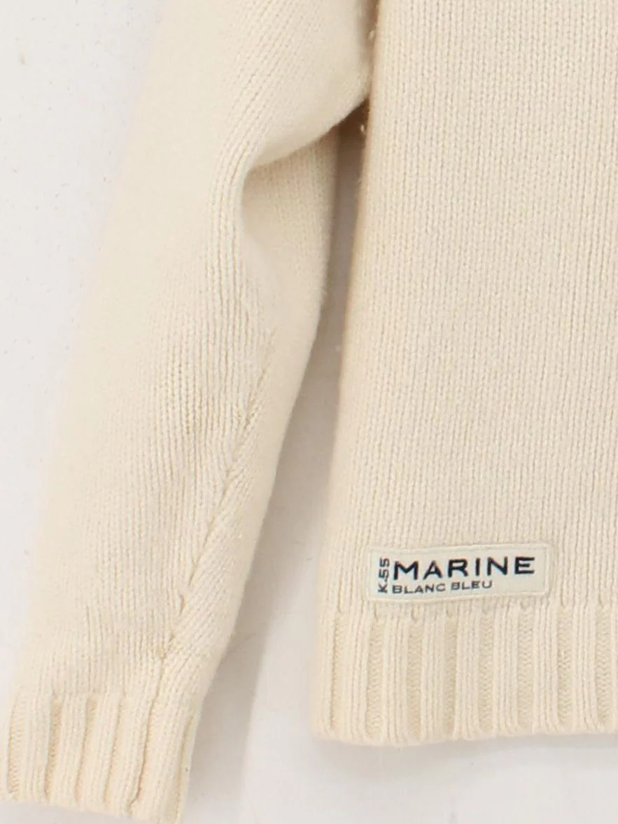 Blanc Bleu Men's Jumper L Cream Wool with Polyamide High Neck Pullover - Image 4