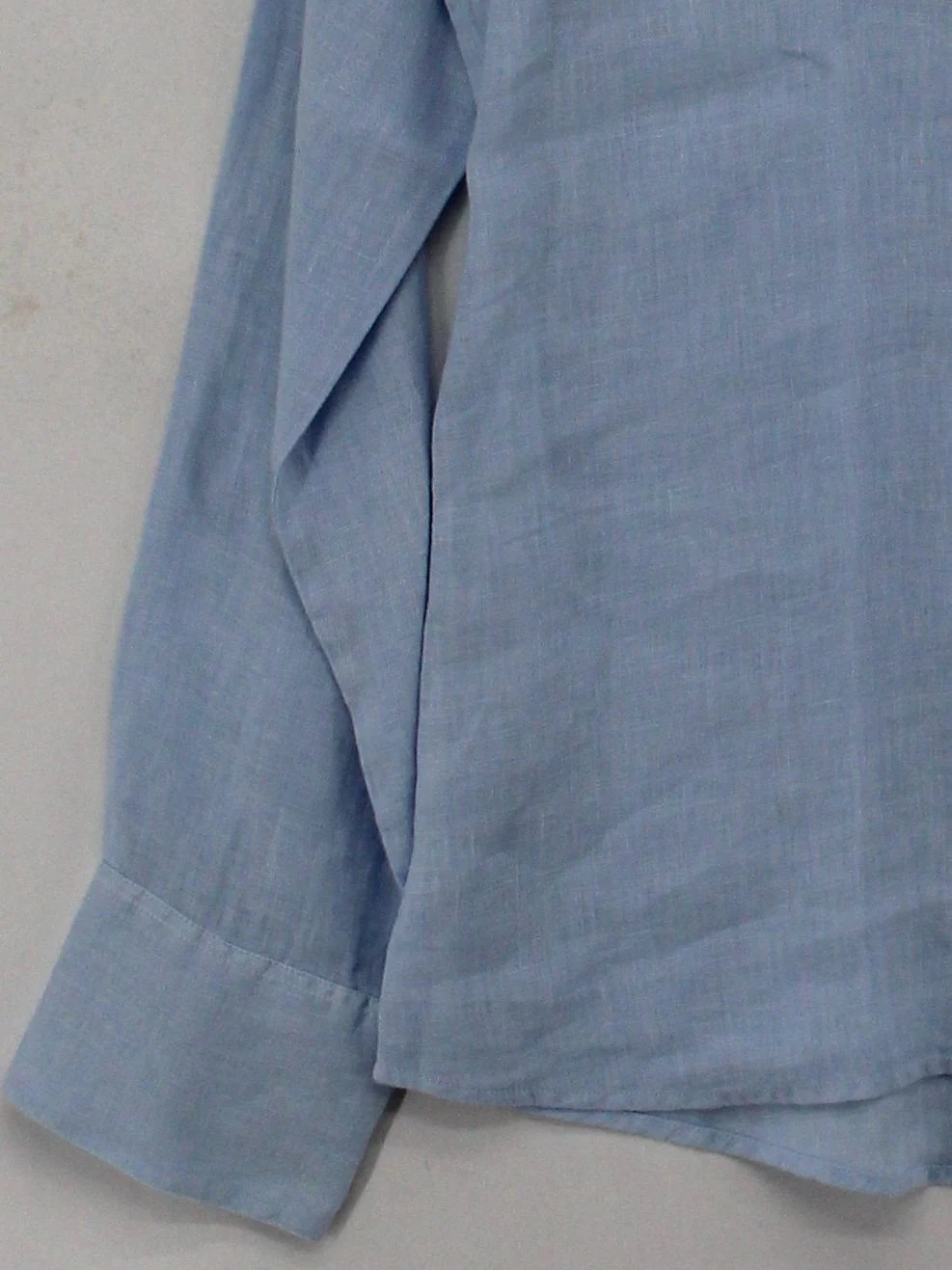 Blanc Bleu Women's Blouse M Blue 100% Linen Long Sleeve Collared Basic - Image 4