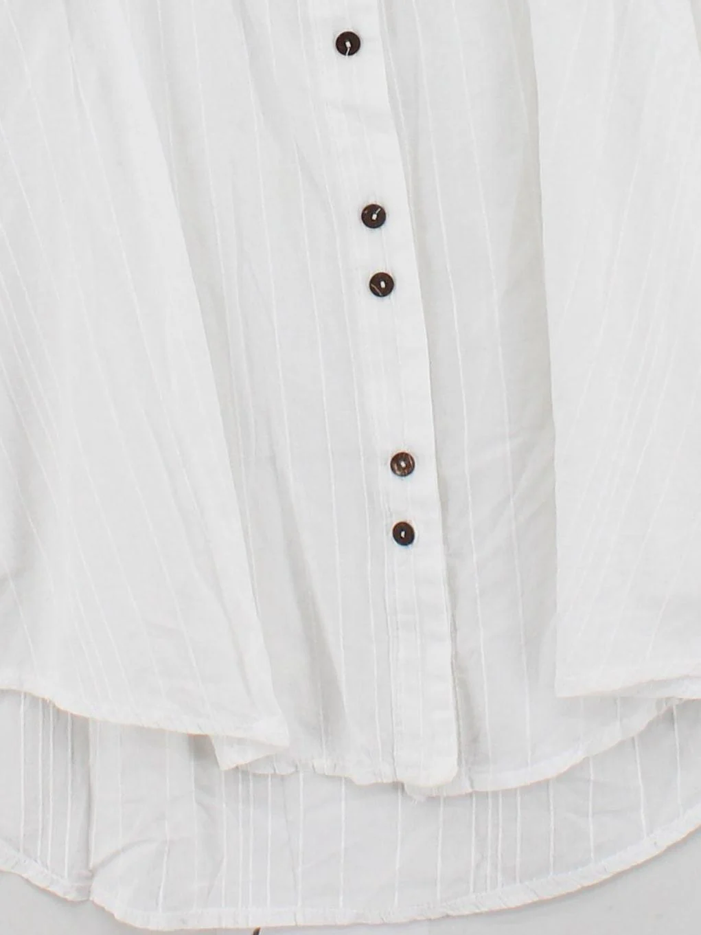 Blanc Du Nil Women's Blouse M White 100% Cotton 3/4 Sleeve V-Neck Basic - Image 4