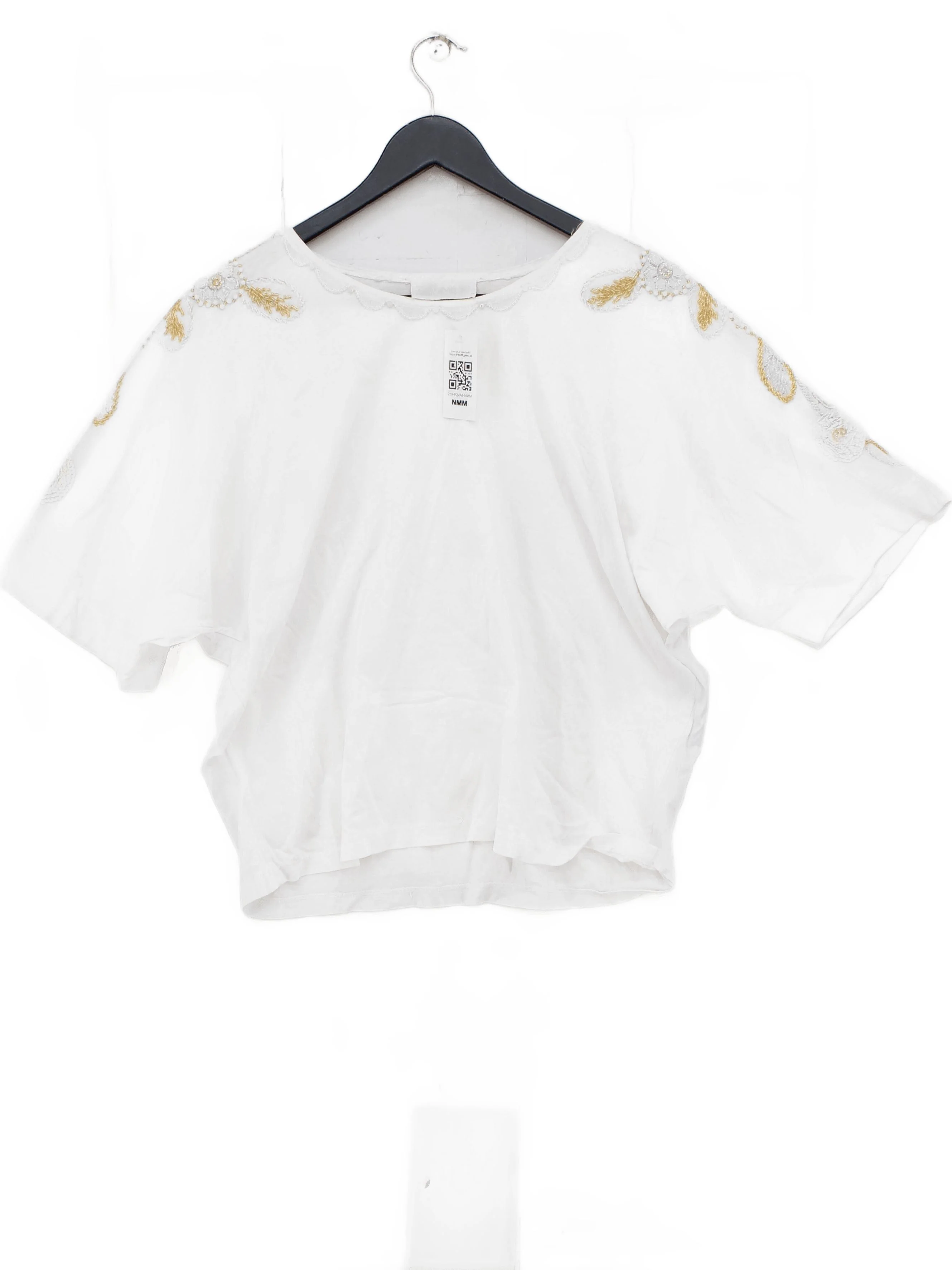 Blanco Women's Top L White 100% Cotton Short Sleeve Round Neck Basic