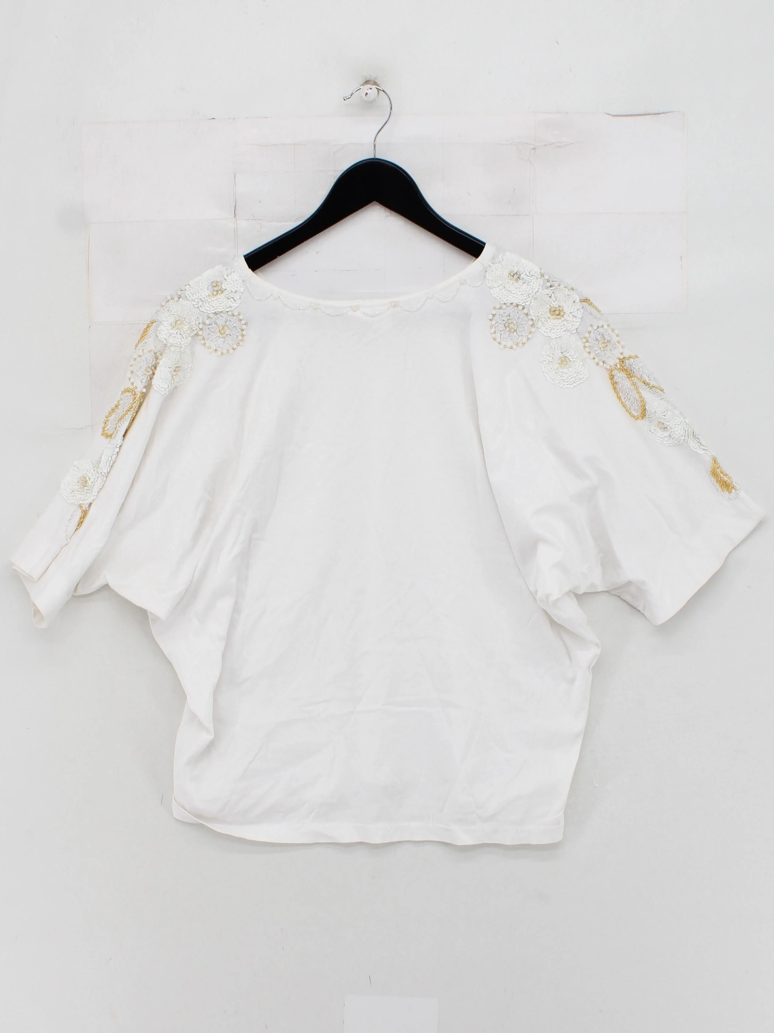 Blanco Women's Top L White 100% Cotton Short Sleeve Round Neck Basic - Image 2