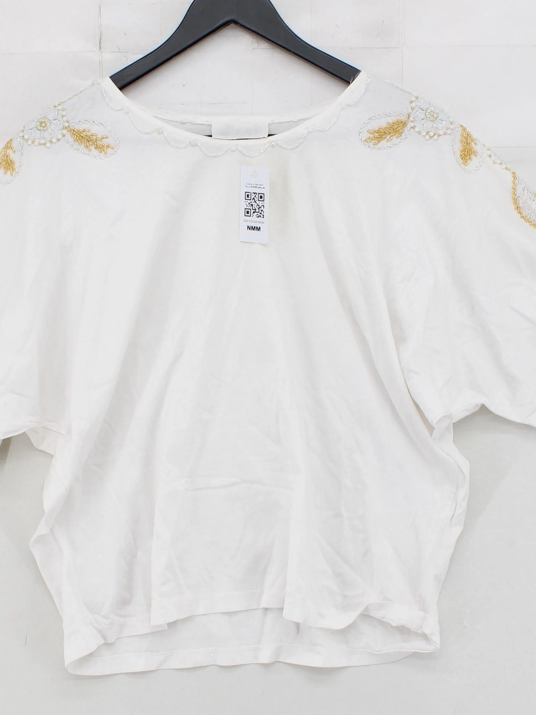 Blanco Women's Top L White 100% Cotton Short Sleeve Round Neck Basic - Image 3