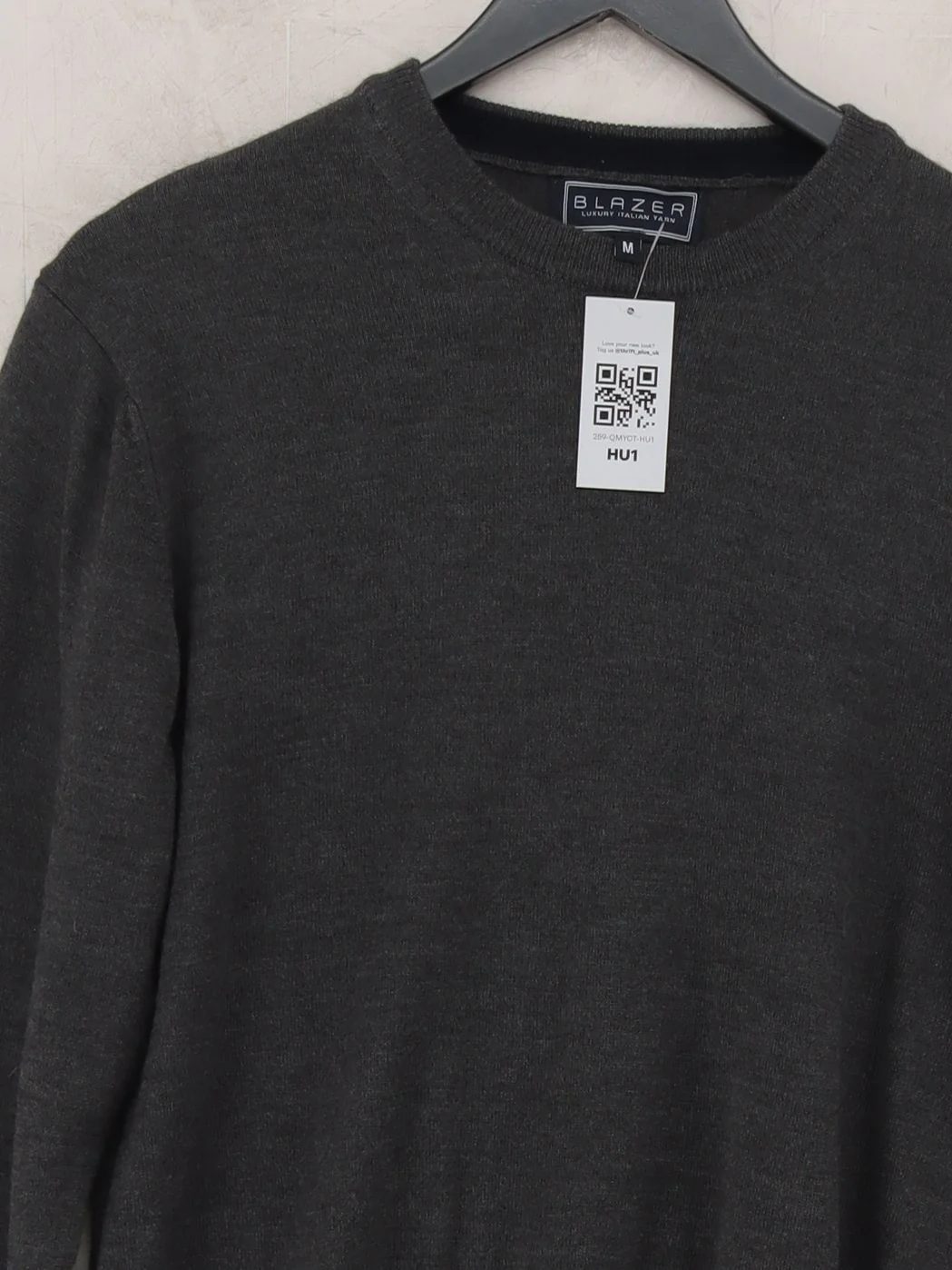Blazer Men's Jumper M Grey Wool with Acrylic Round Neck Pullover - Image 3