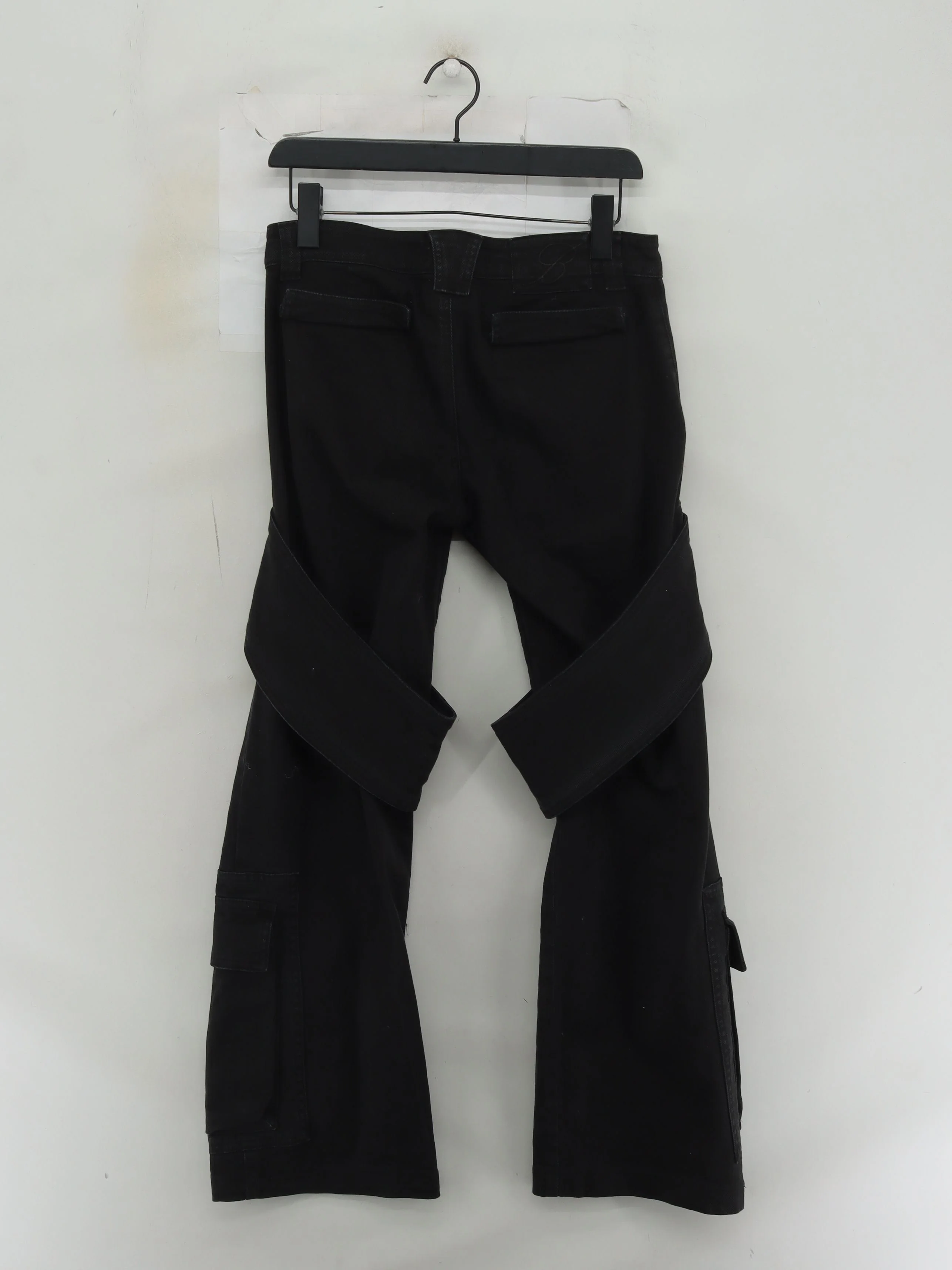 Blumarine Women's Trousers UK 8 Black Cotton with Elastane Wide-Leg Cargo - Image 2