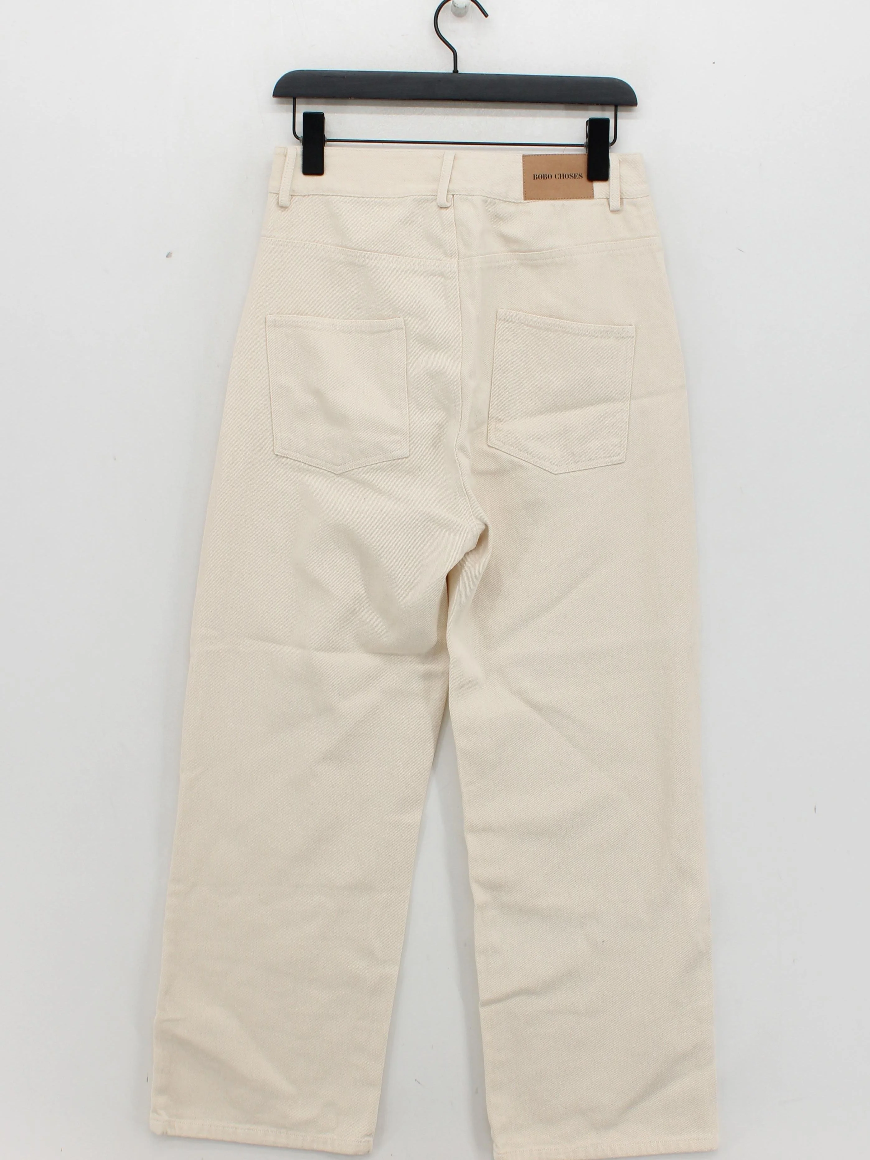 Bobo Choses Women's Trousers M Cream Geometric 100% Cotton Wide-Leg Chino - Image 2