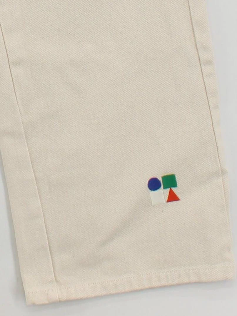 Bobo Choses Women's Trousers M Cream Geometric 100% Cotton Wide-Leg Chino - Image 4