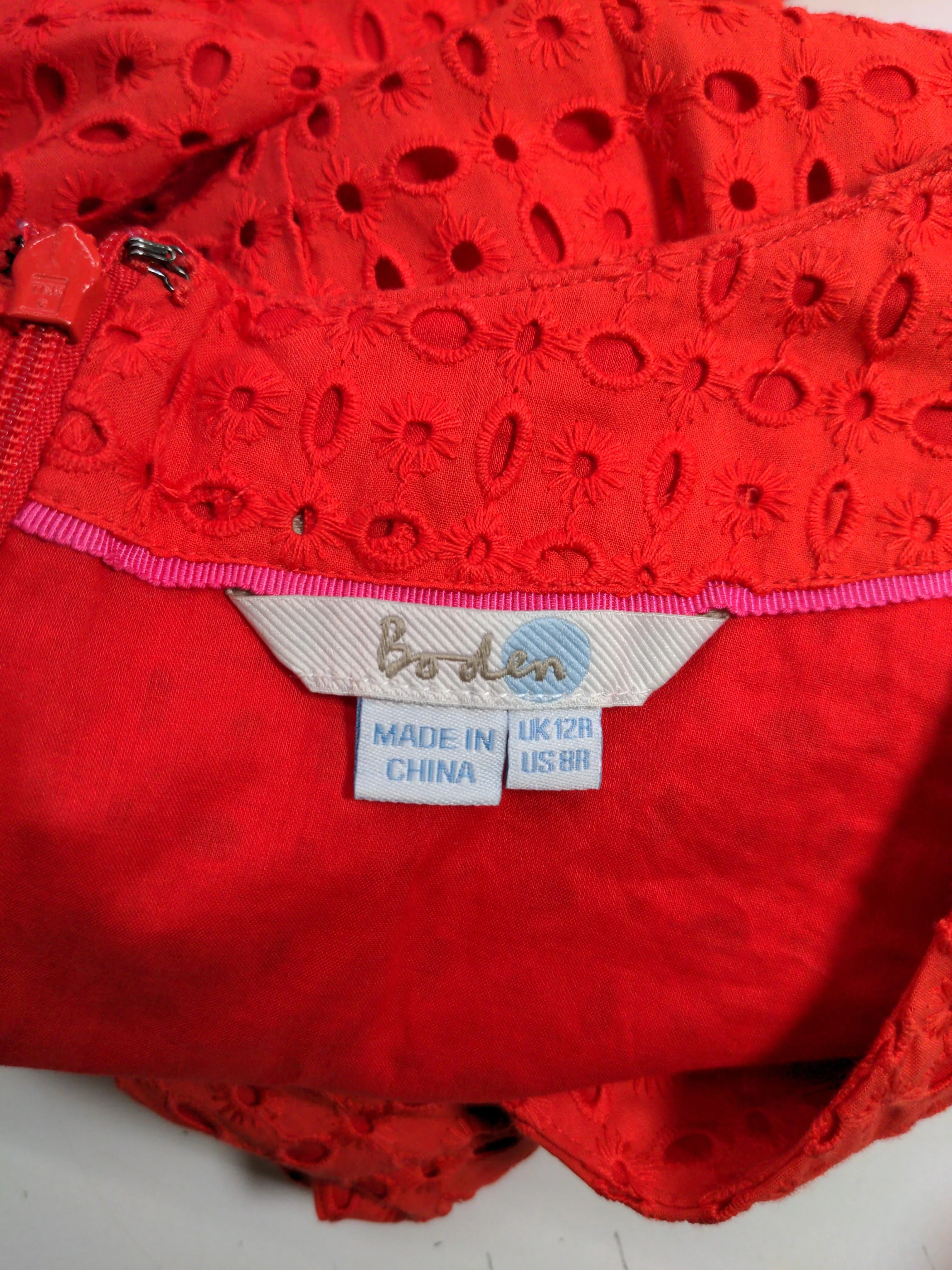 Boden A-Line Mini Dress UK12 in Red - Image 5