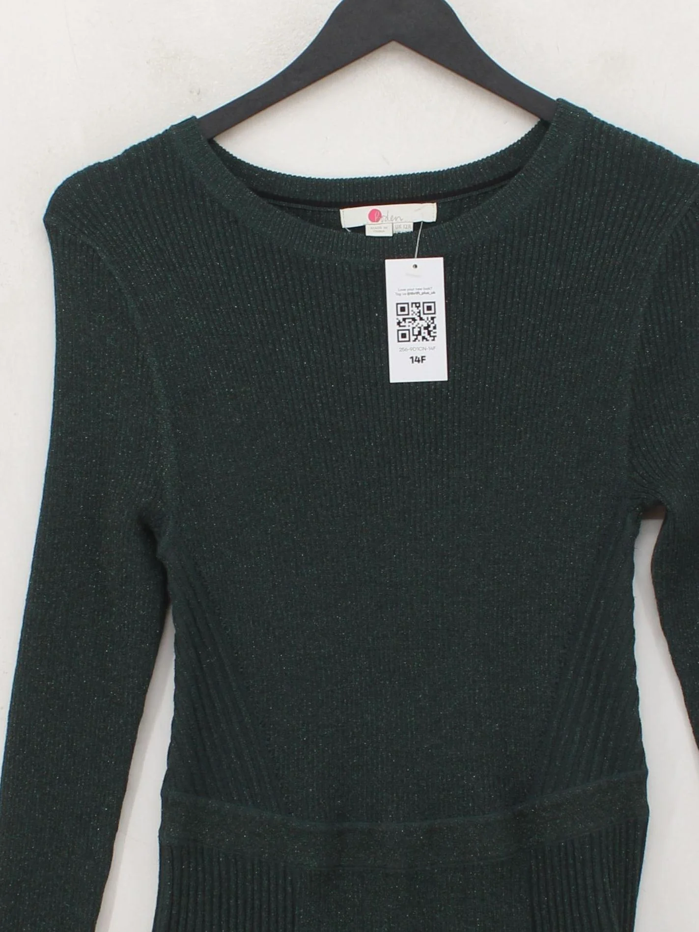 Boden Jumper Midi Dress UK12 in Green - Image 3