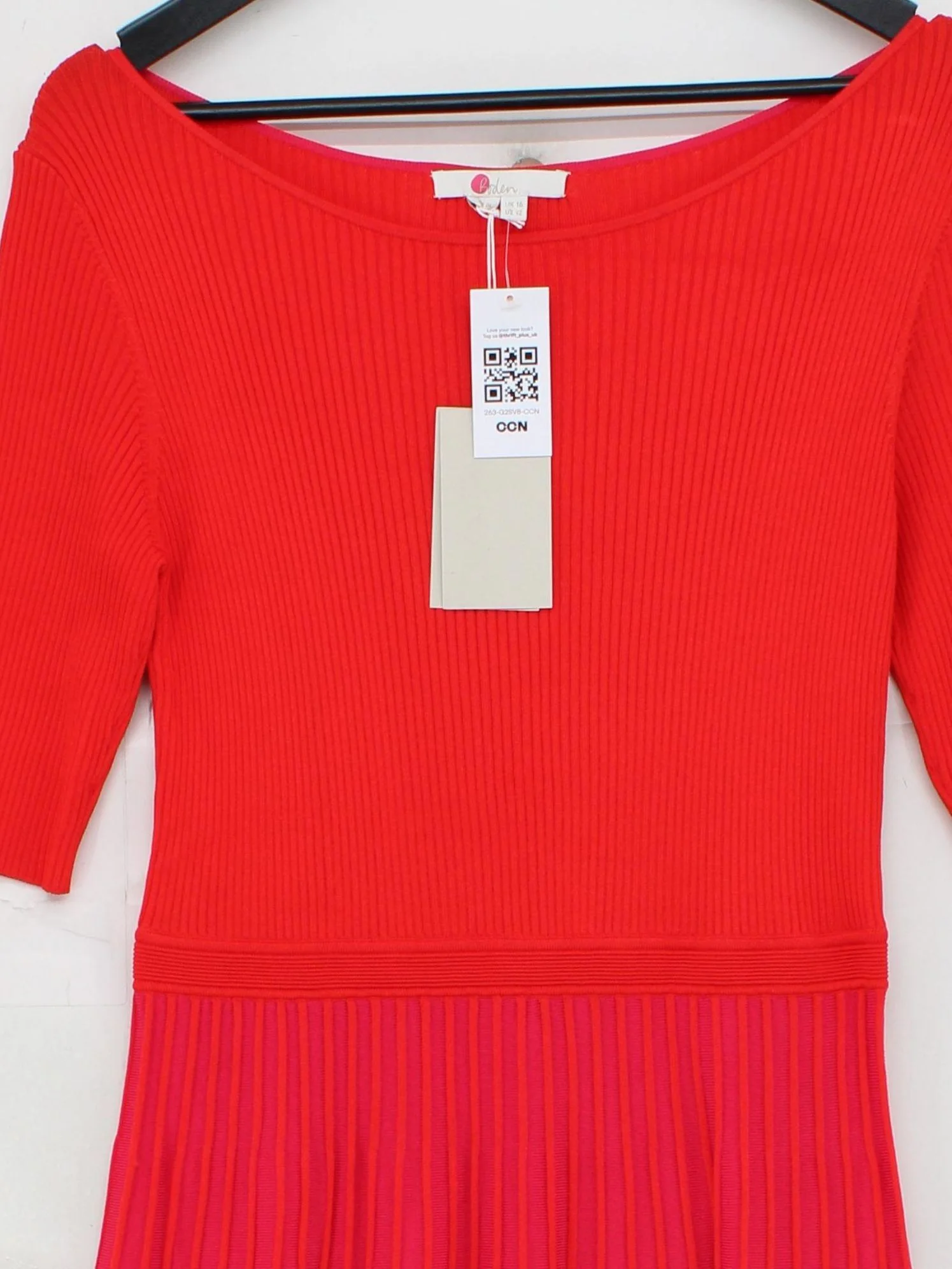 Boden Jumper Midi Dress UK16 in Red - Image 3
