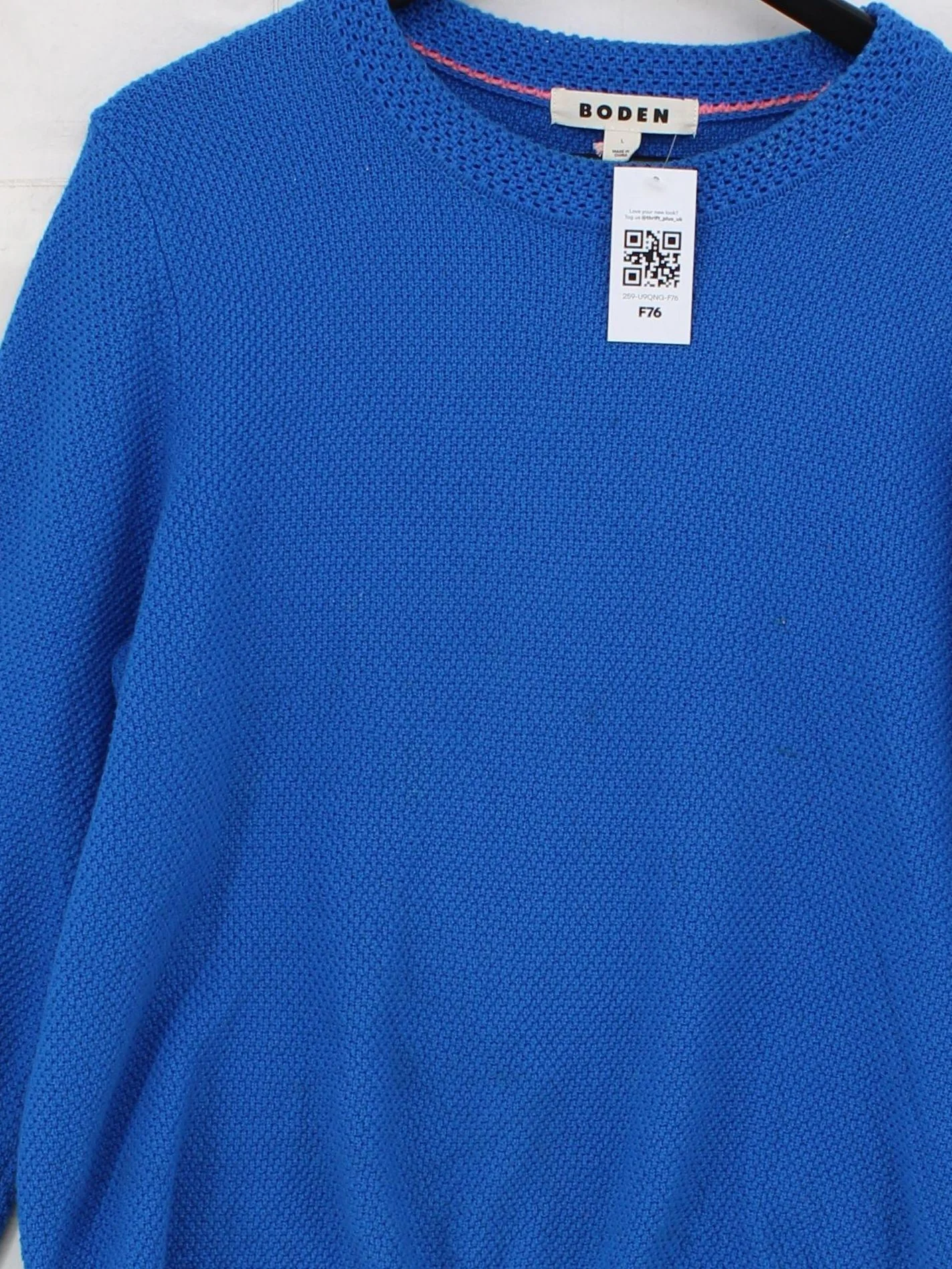 Boden Men's Jumper L Blue 100% Cotton Crew Neck Pullover - Image 3