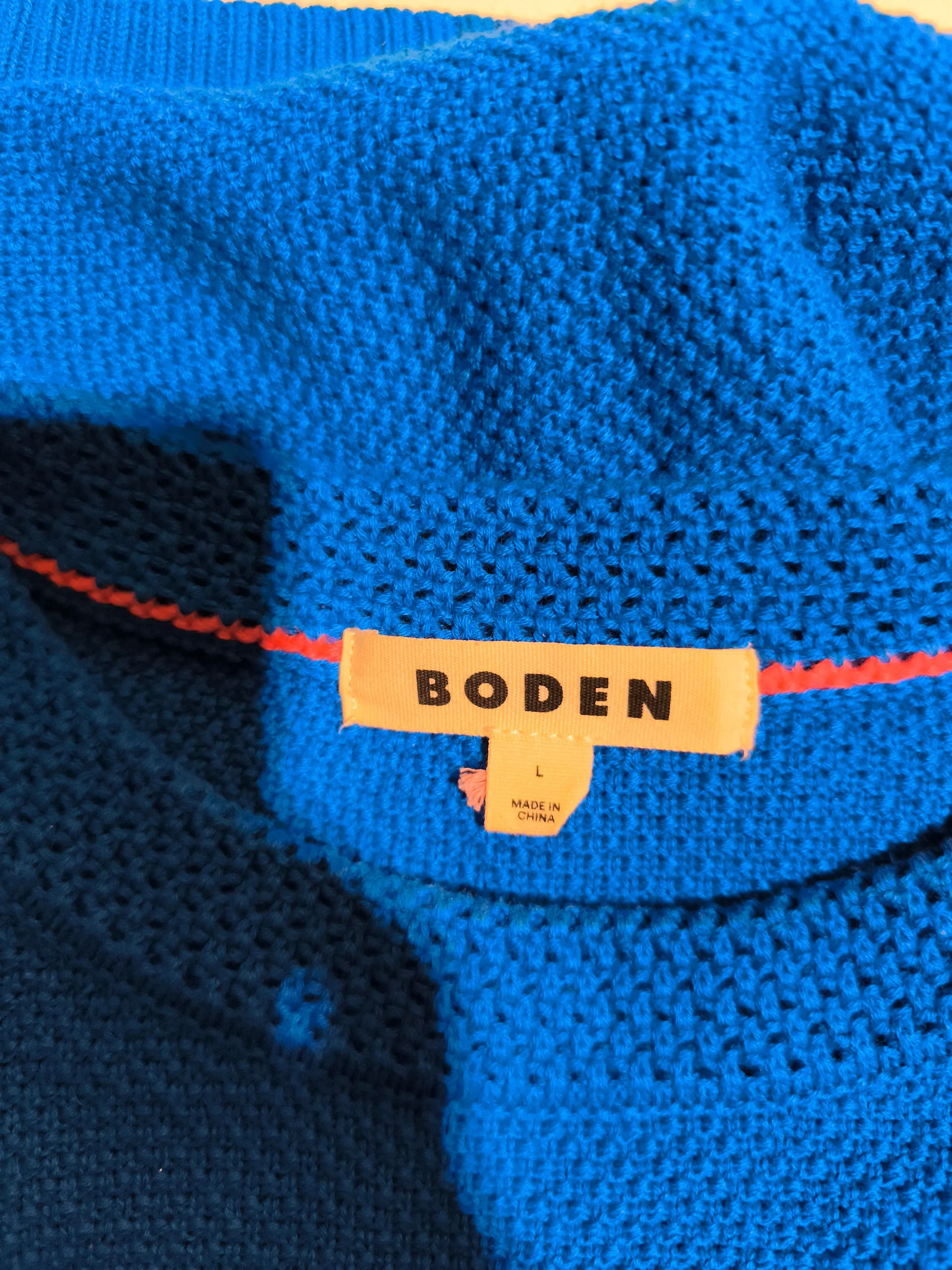 Boden Men's Jumper L Blue 100% Cotton Crew Neck Pullover - Image 5