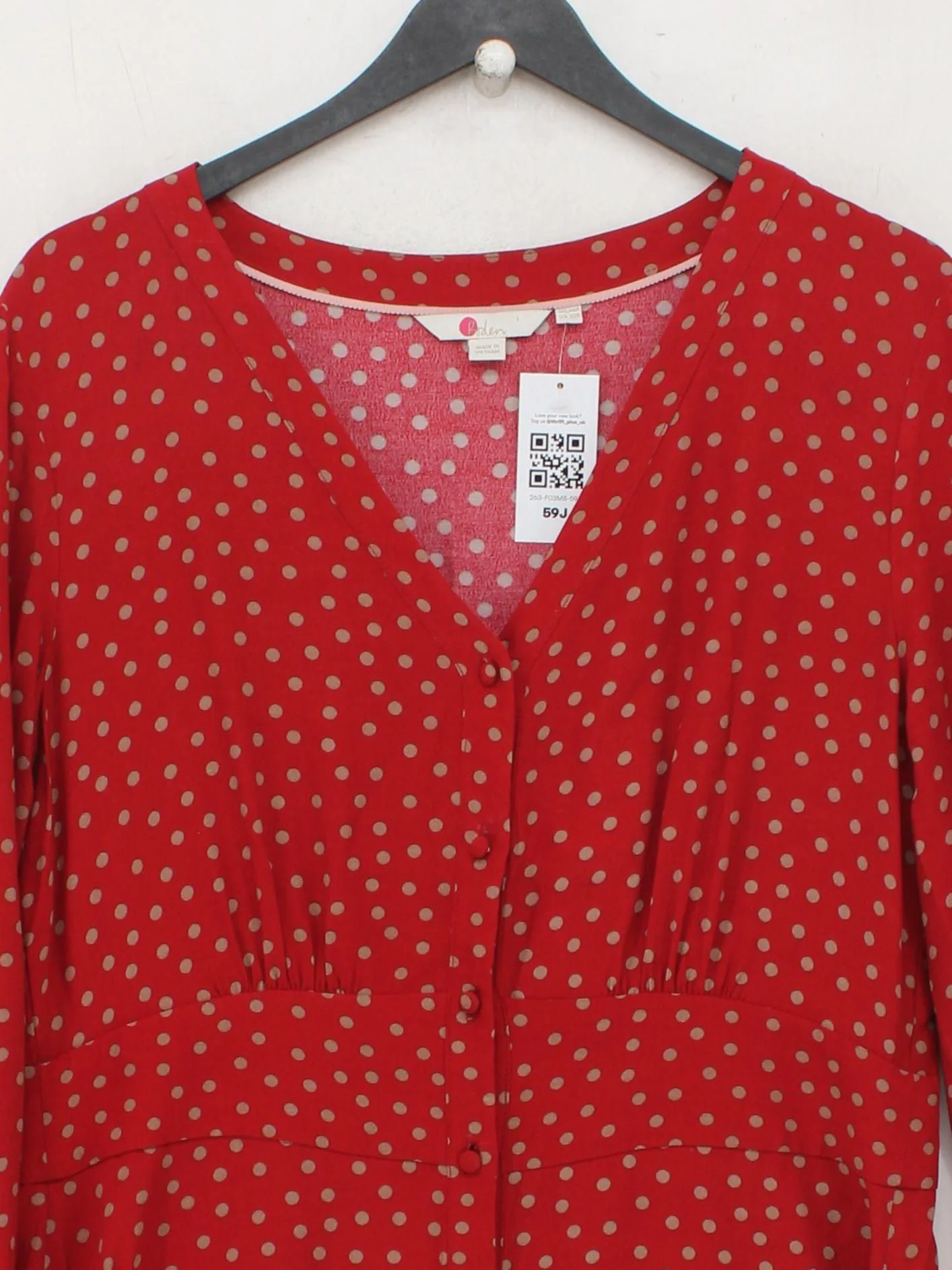 Boden Shirt Midi Dress UK14 in Red - Image 3