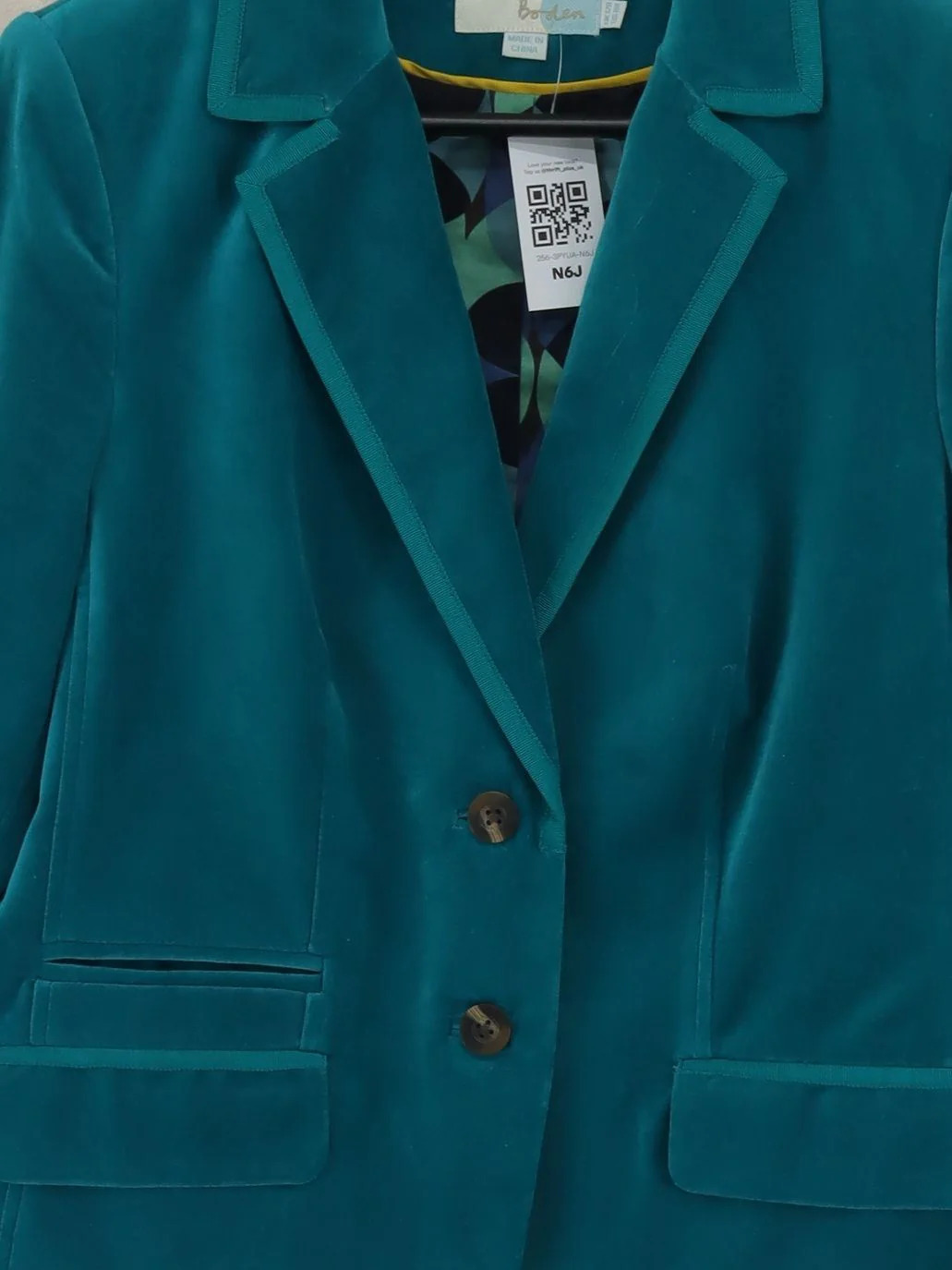 Boden Women's Blazer UK 12 Blue Cotton with Polyester Overcoat - Image 3