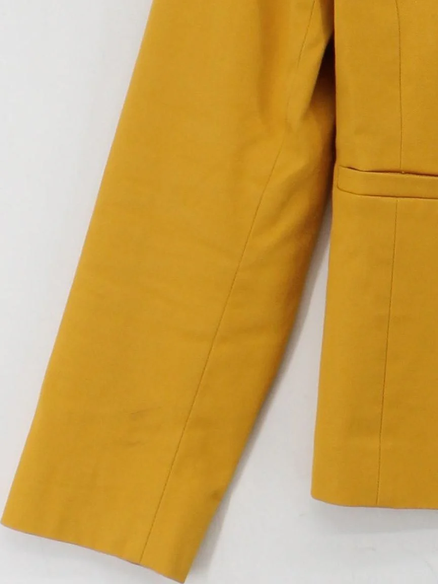 Boden Women's Blazer UK 14 Yellow Cotton with Elastane, Polyester Overcoat - Image 4