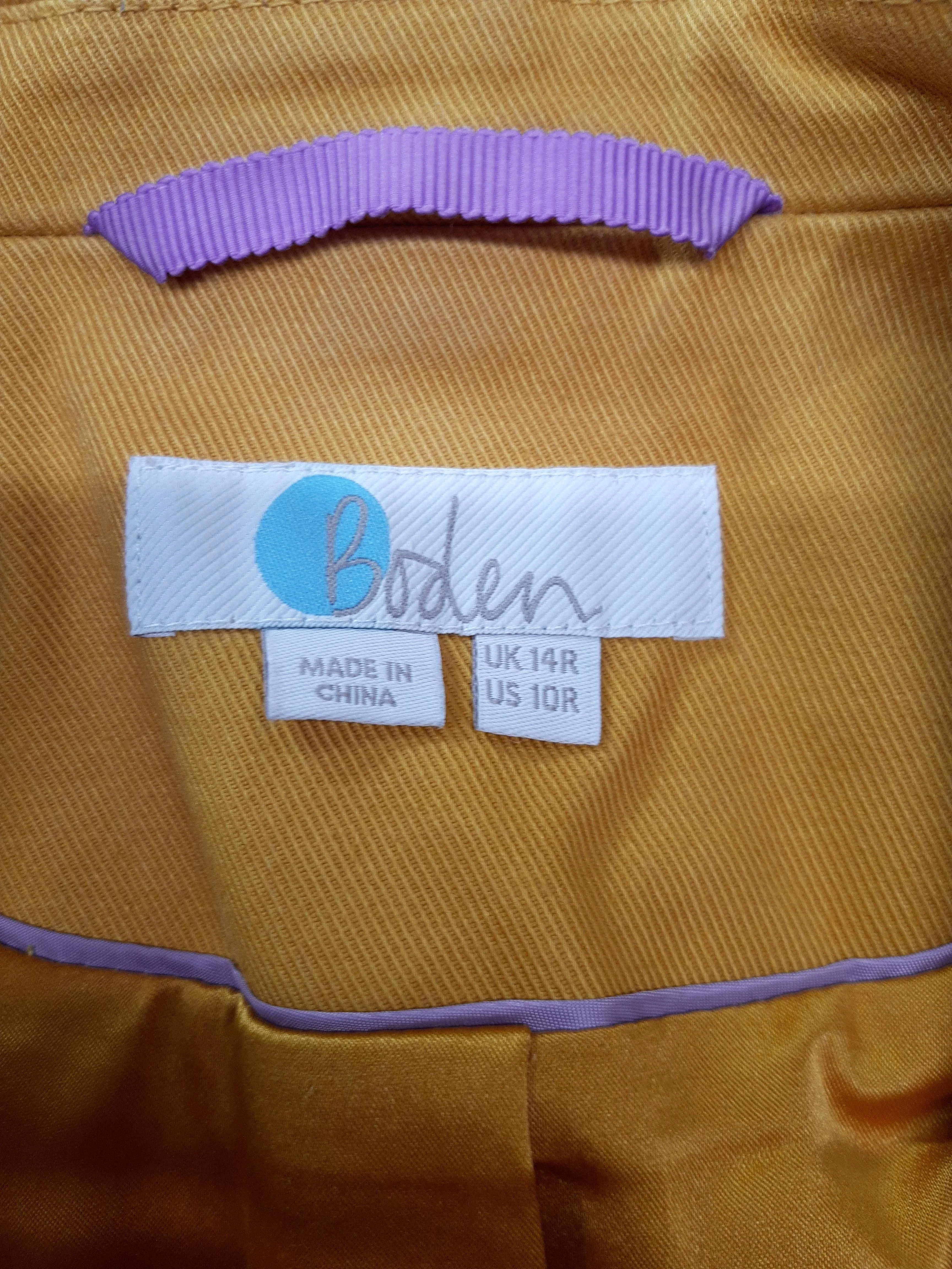 Boden Women's Blazer UK 14 Yellow Cotton with Elastane, Polyester Overcoat - Image 6