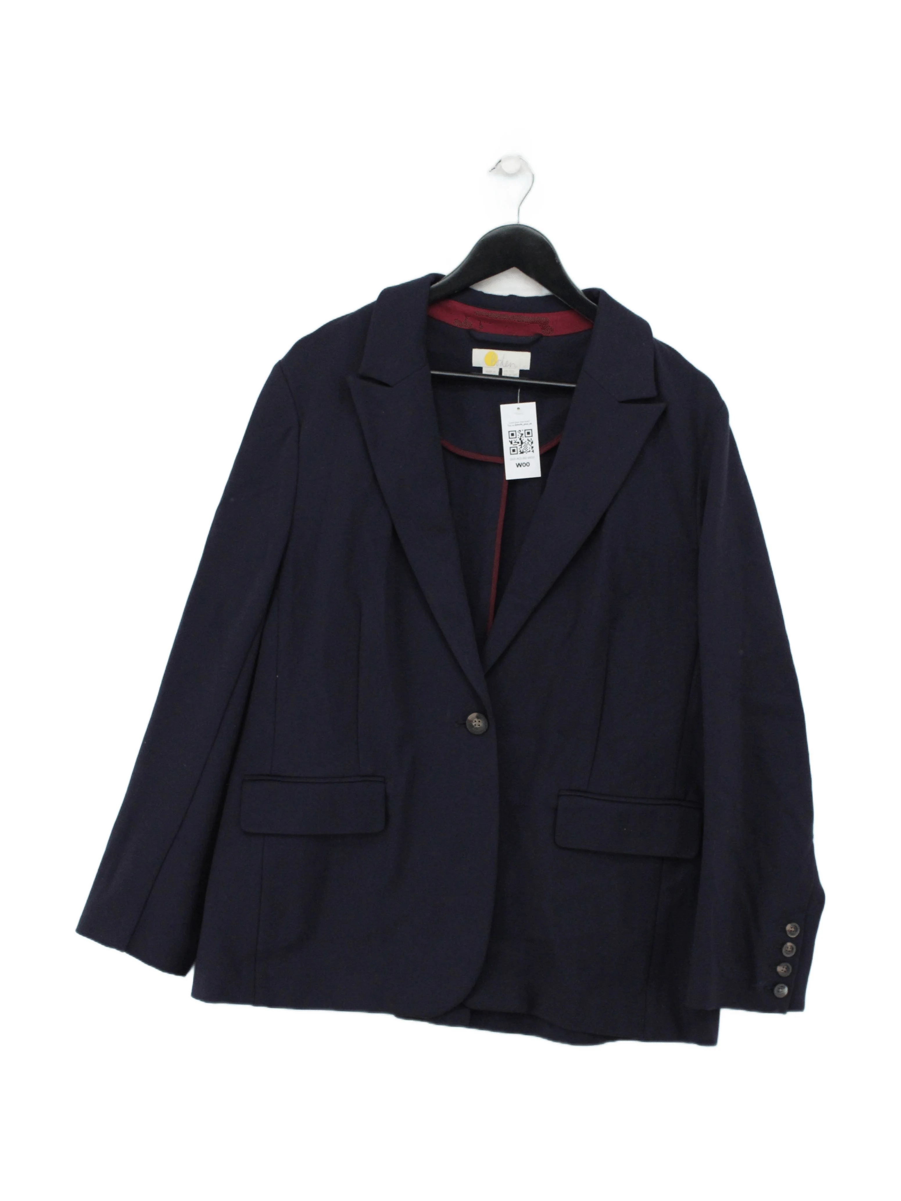 Boden Women's Blazer UK 16 Blue Viscose with Polyamide, Elastane Overcoat