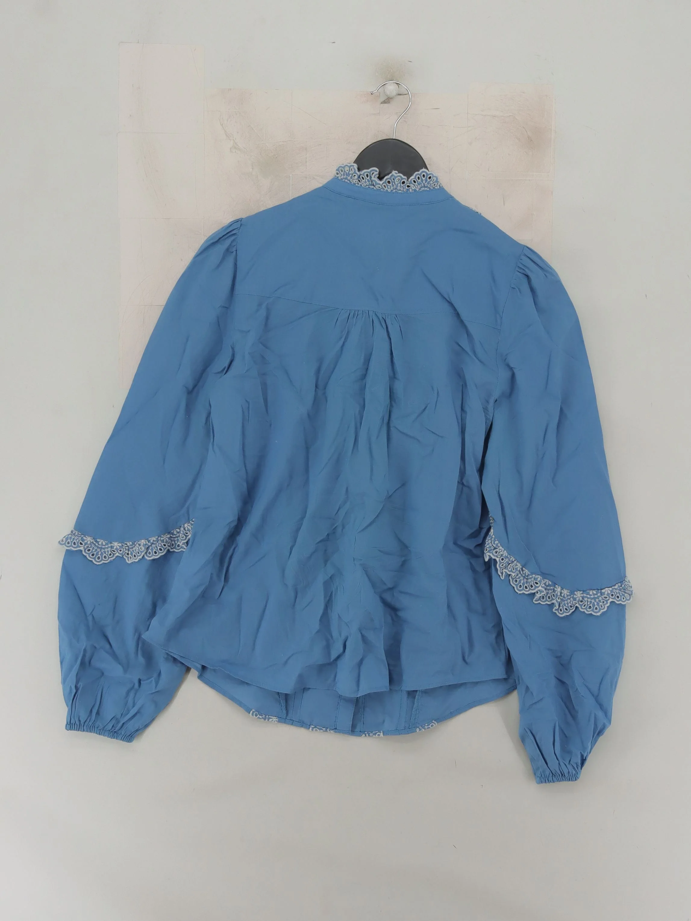 Boden Women's Blouse L Blue Cotton with Polyester Long Sleeve Collared Basic - Image 2