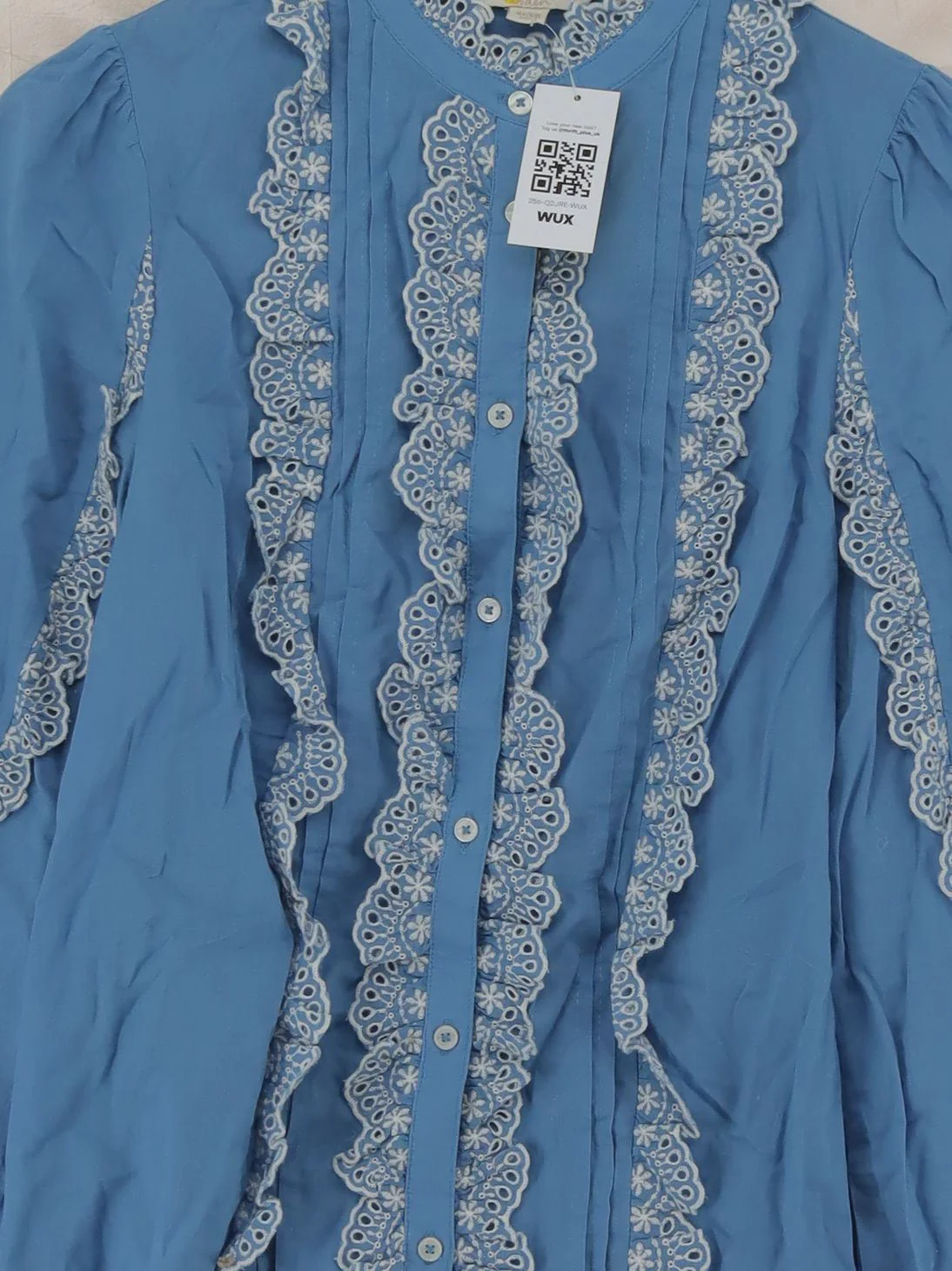 Boden Women's Blouse L Blue Cotton with Polyester Long Sleeve Collared Basic - Image 3