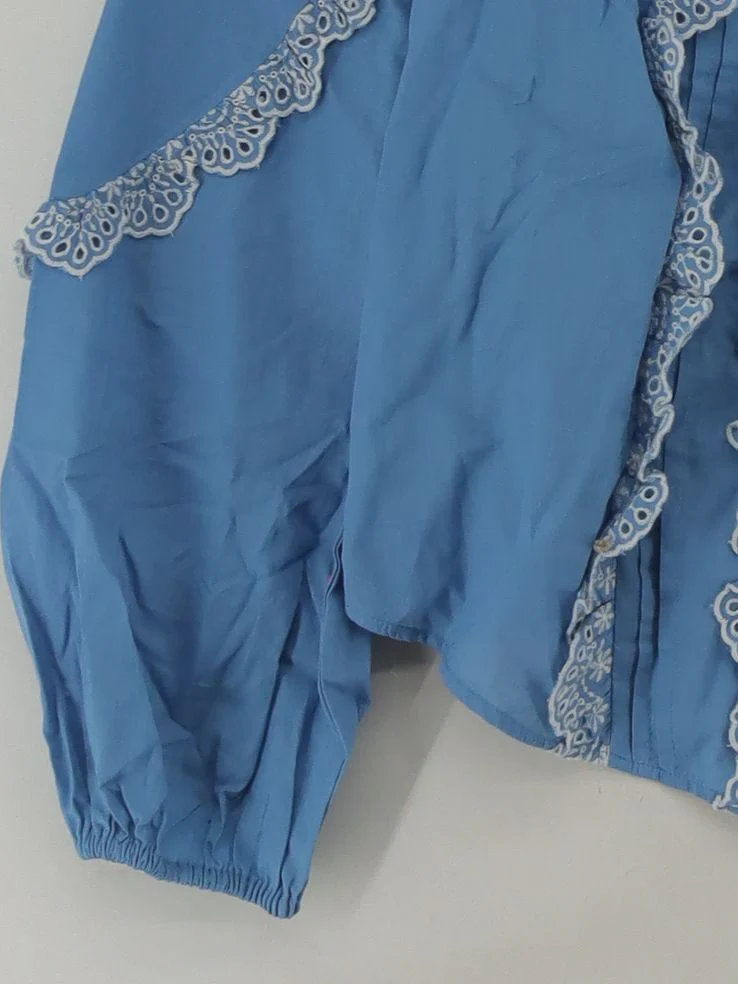 Boden Women's Blouse L Blue Cotton with Polyester Long Sleeve Collared Basic - Image 4