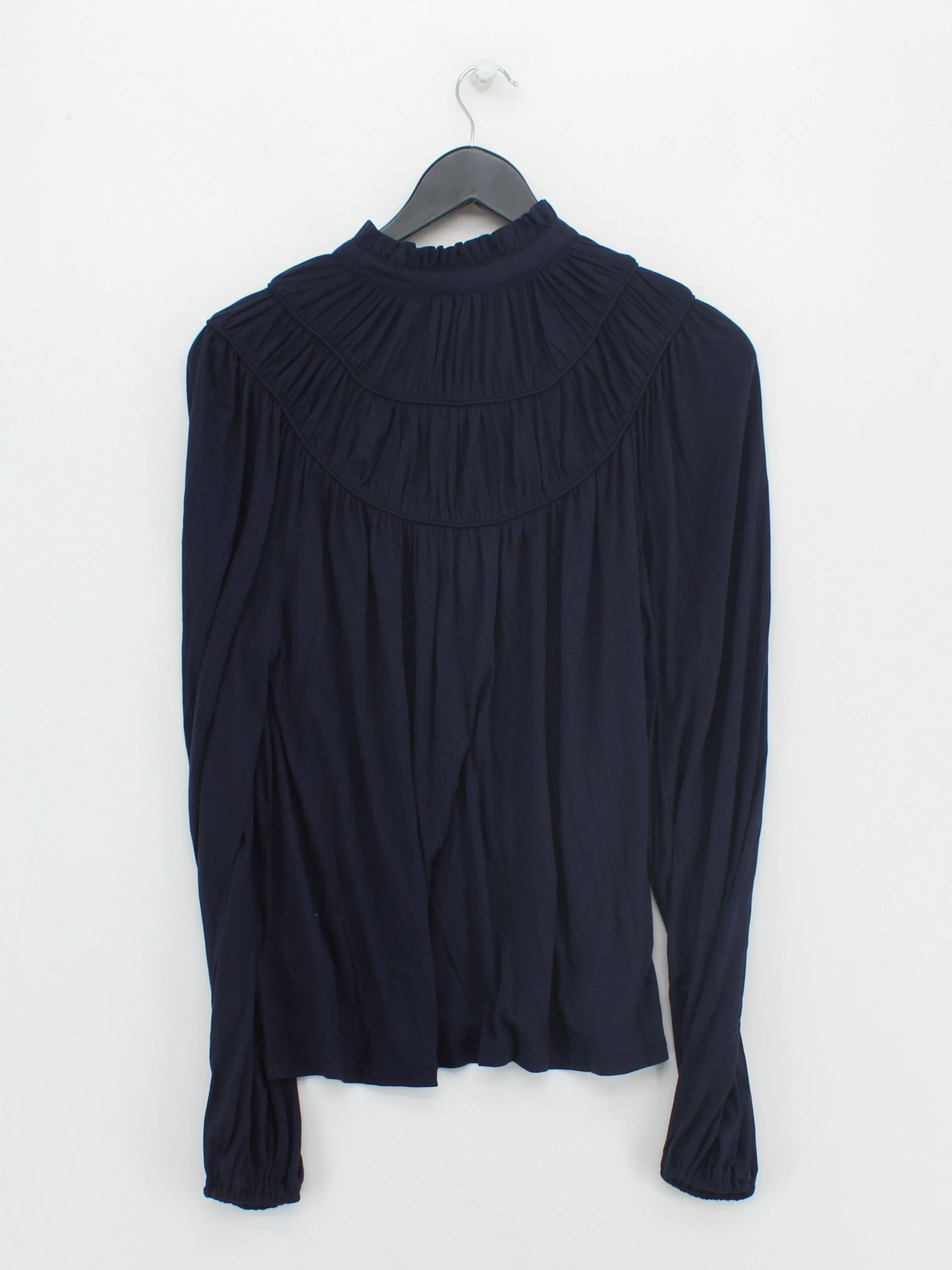 Boden Women's Blouse M Blue Viscose with Elastane Long Sleeve High Neck Basic - Image 2
