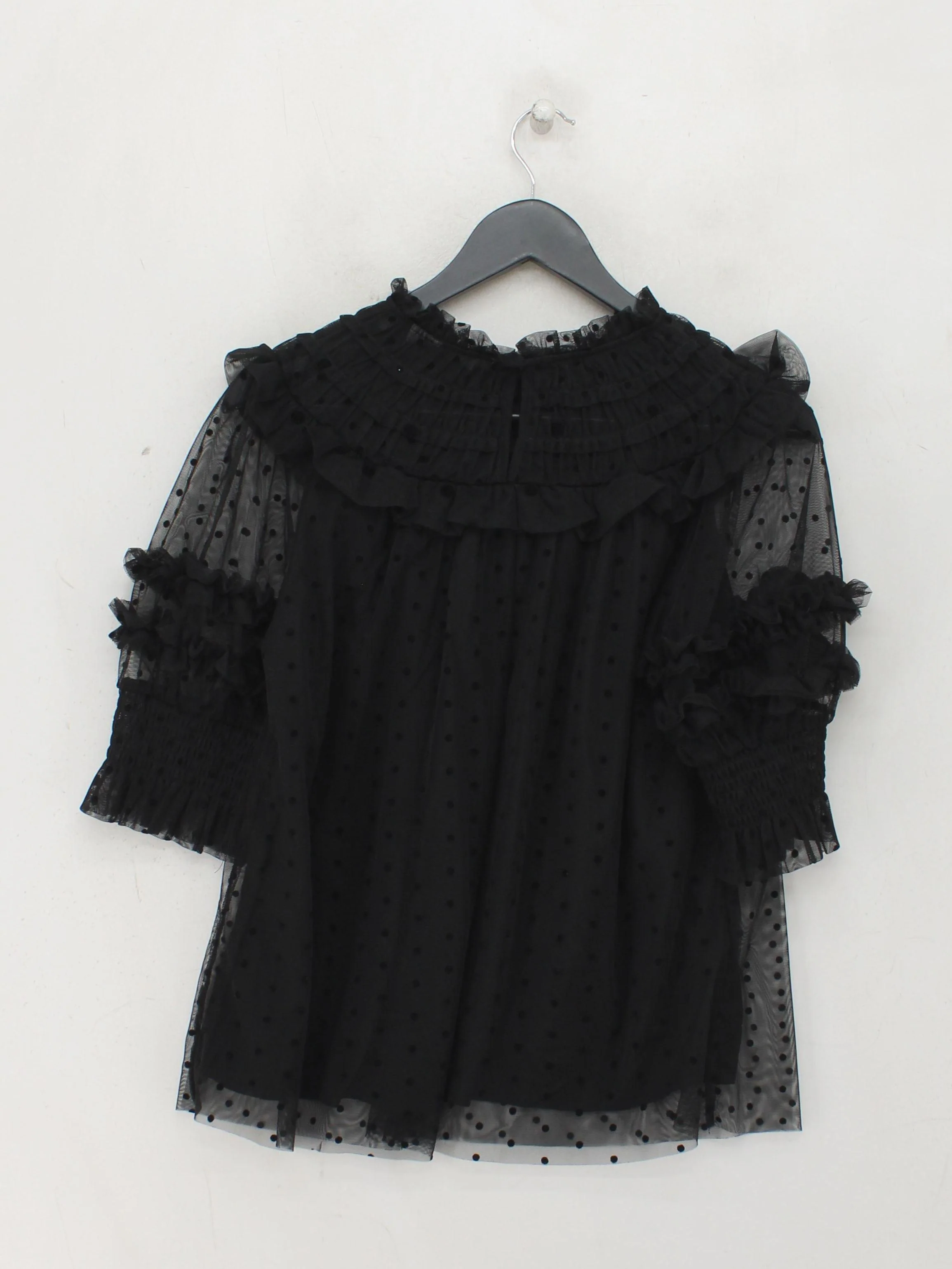 Boden Women's Blouse S Black Polkadot 100% Polyester 3/4 Sleeve High Neck Basic - Image 2