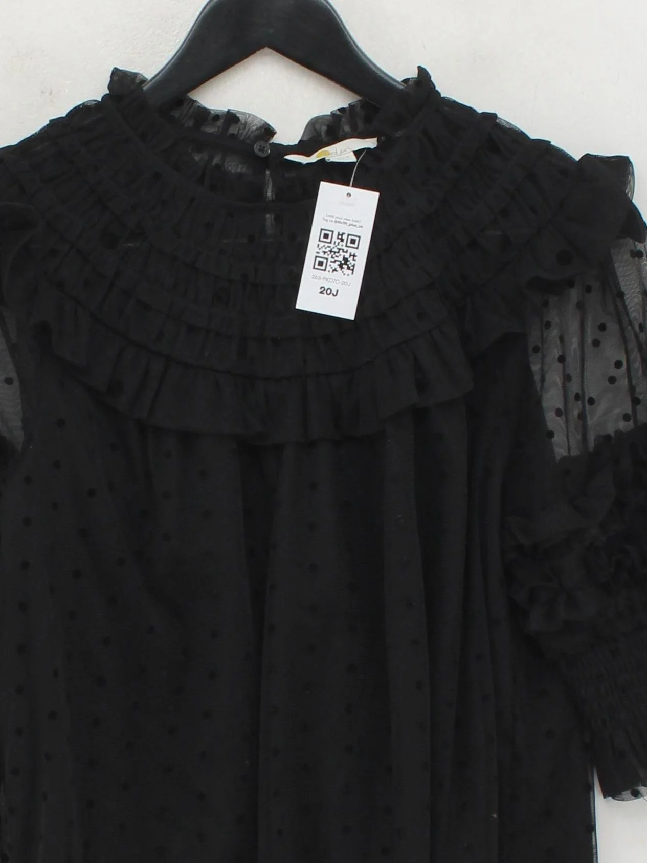 Boden Women's Blouse S Black Polkadot 100% Polyester 3/4 Sleeve High Neck Basic - Image 3
