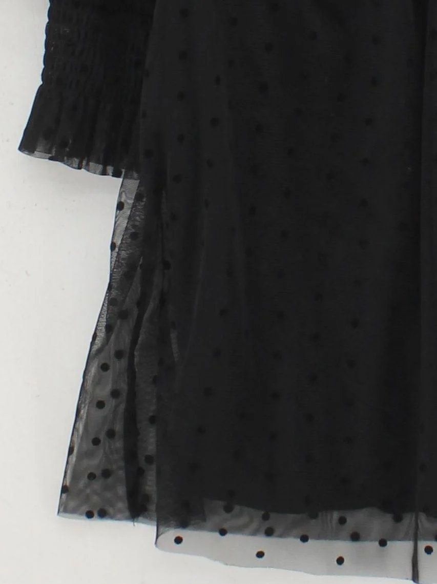 Boden Women's Blouse S Black Polkadot 100% Polyester 3/4 Sleeve High Neck Basic - Image 4