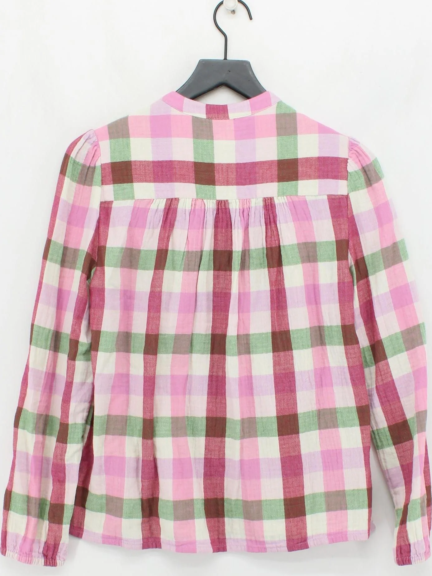 Boden Women's Blouse S Multi Checkered 100% Cotton Long Sleeve Collared Basic - Image 2