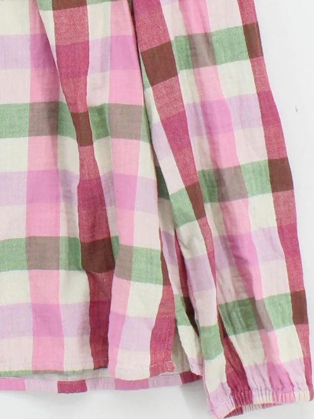 Boden Women's Blouse S Multi Checkered 100% Cotton Long Sleeve Collared Basic - Image 4