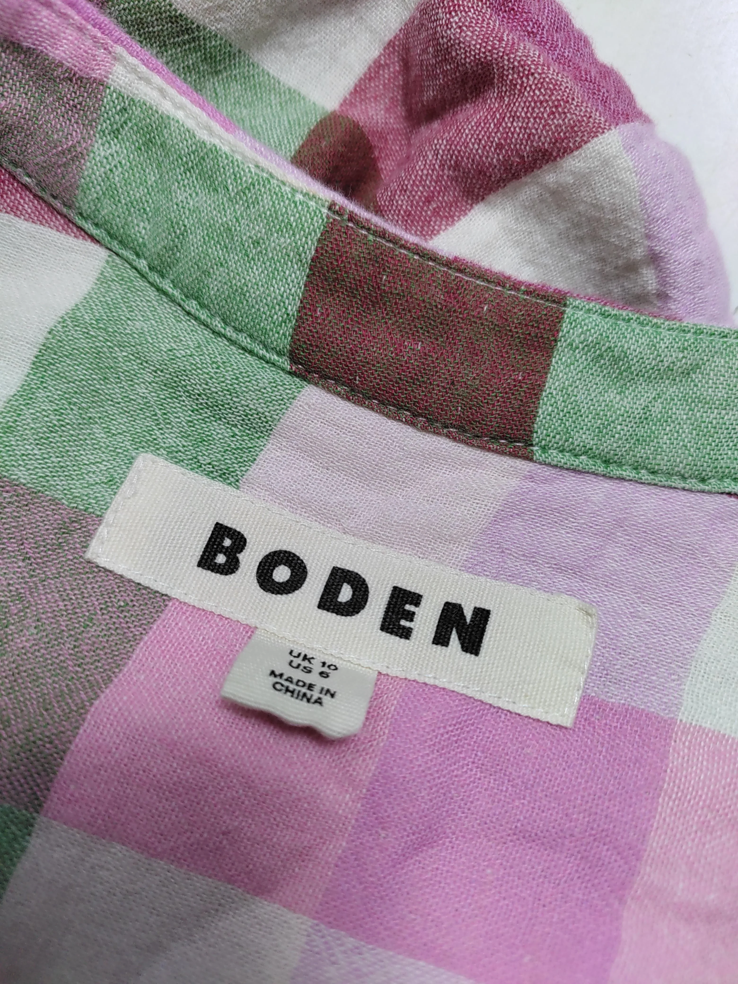 Boden Women's Blouse S Multi Checkered 100% Cotton Long Sleeve Collared Basic - Image 5