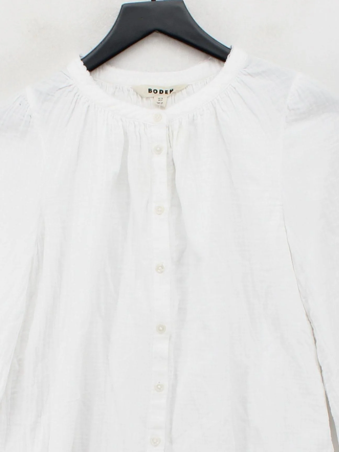 Boden Women's Blouse UK 10 White 100% Cotton Long Sleeve Collared Basic - Image 3