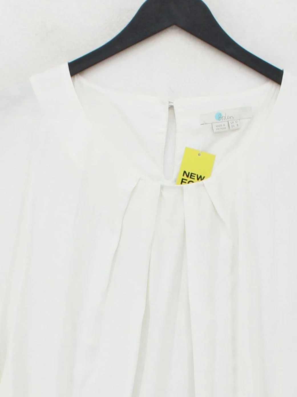 Boden Women's Blouse UK 12 White Viscose with Silk Short Sleeve Round Neck Basic - Image 3