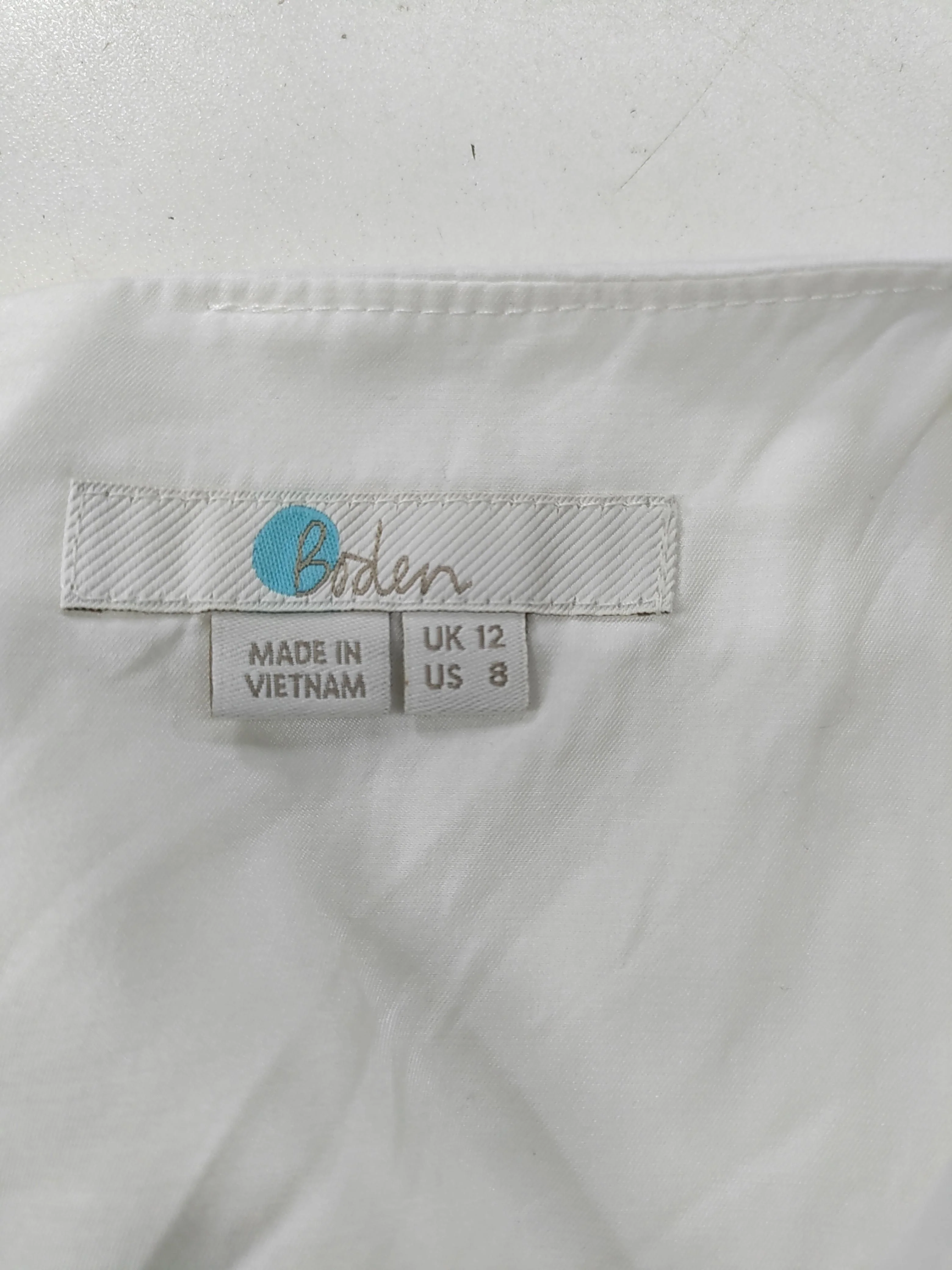 Boden Women's Blouse UK 12 White Viscose with Silk Short Sleeve Round Neck Basic - Image 6