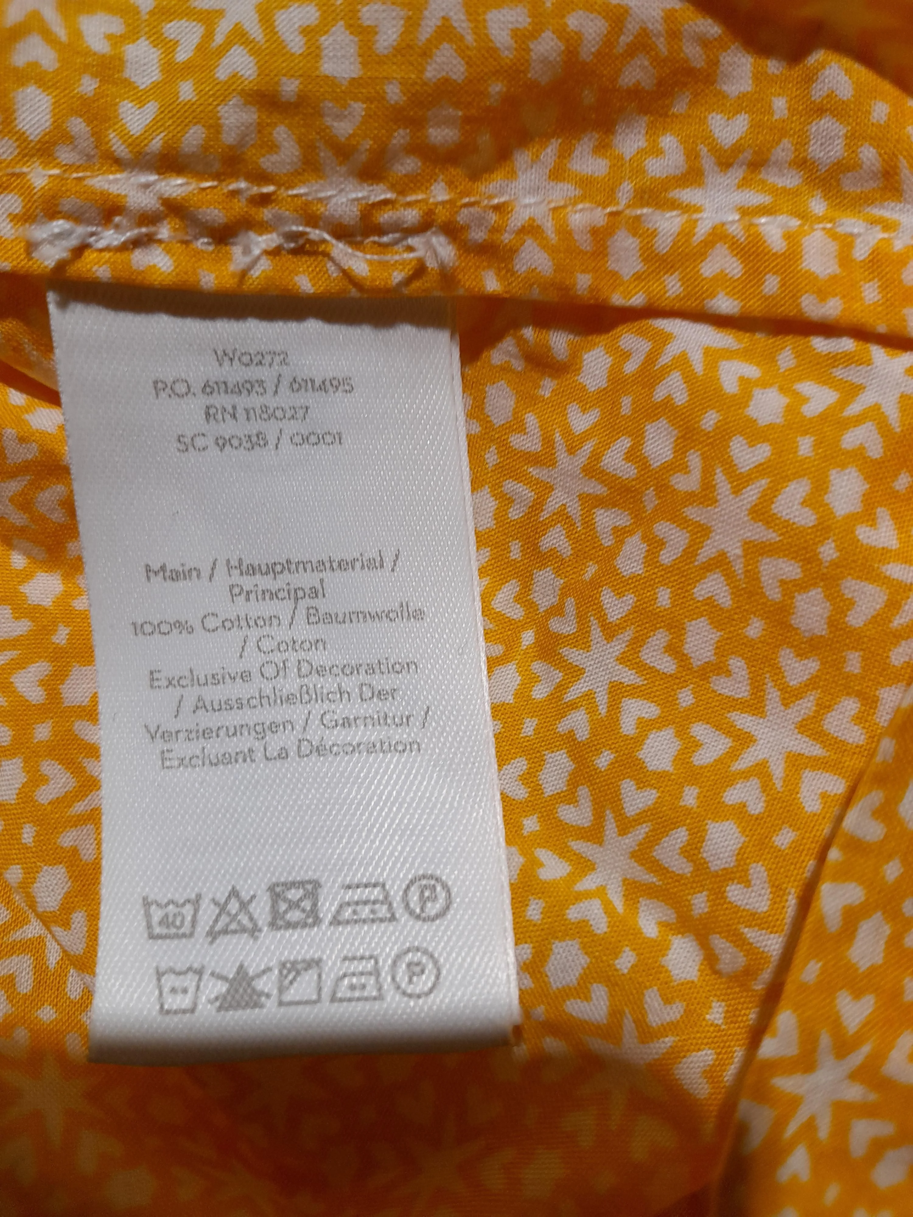 Boden Women's Blouse UK 12 Yellow 100% Cotton 3/4 Sleeve V-Neck Basic - Image 6