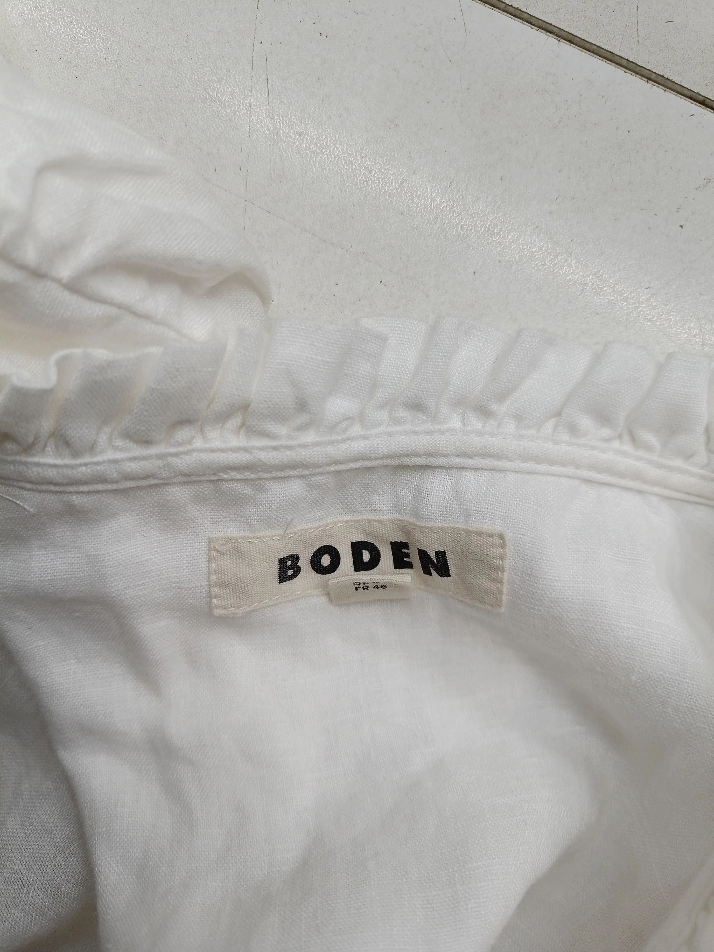 Boden Women's Blouse UK 16 White 100% Linen Long Sleeve V-Neck Basic - Image 5