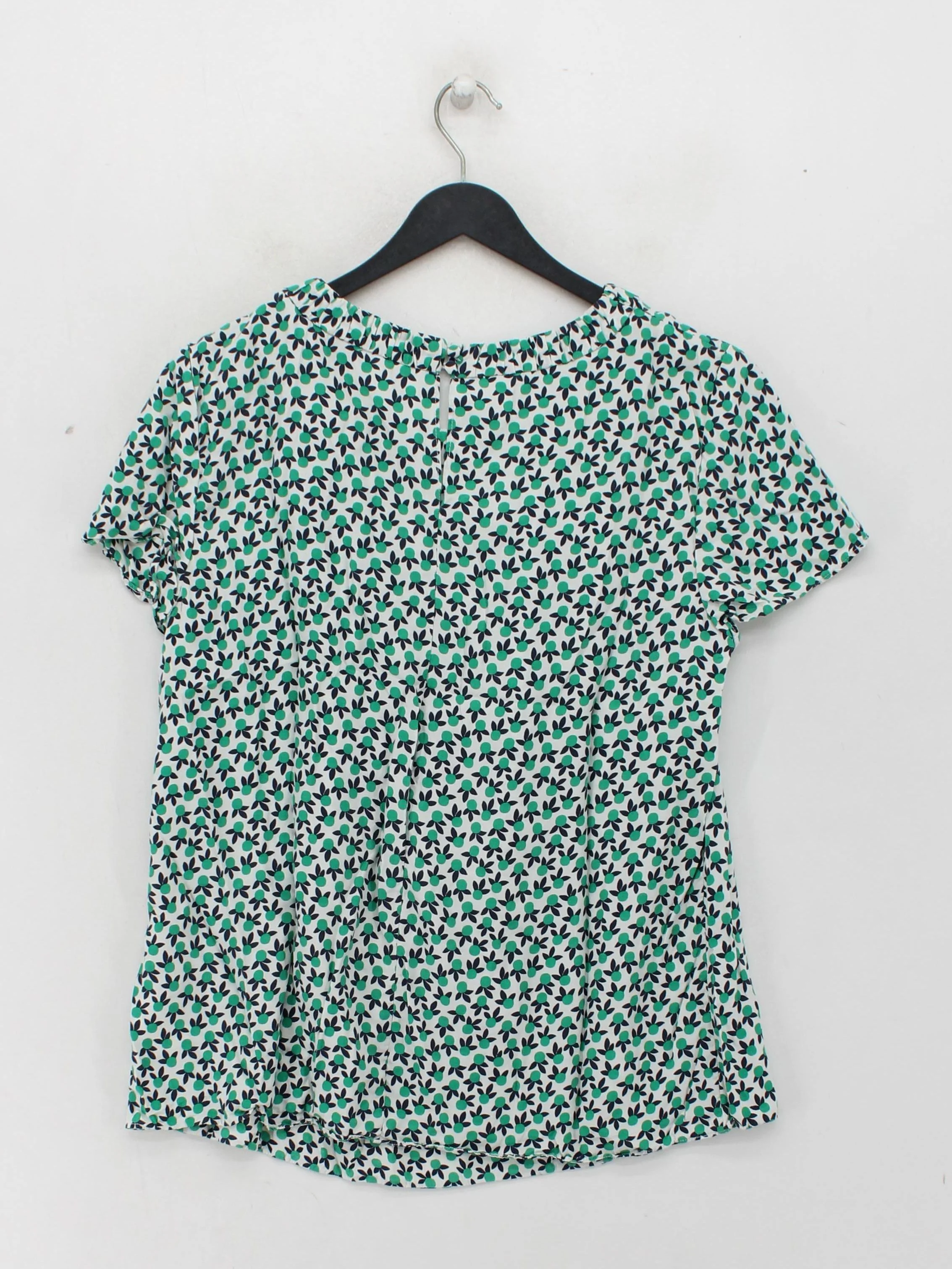 Boden Women's Blouse UK 16 White Viscose with Silk Short Sleeve Crew Neck Basic - Image 2
