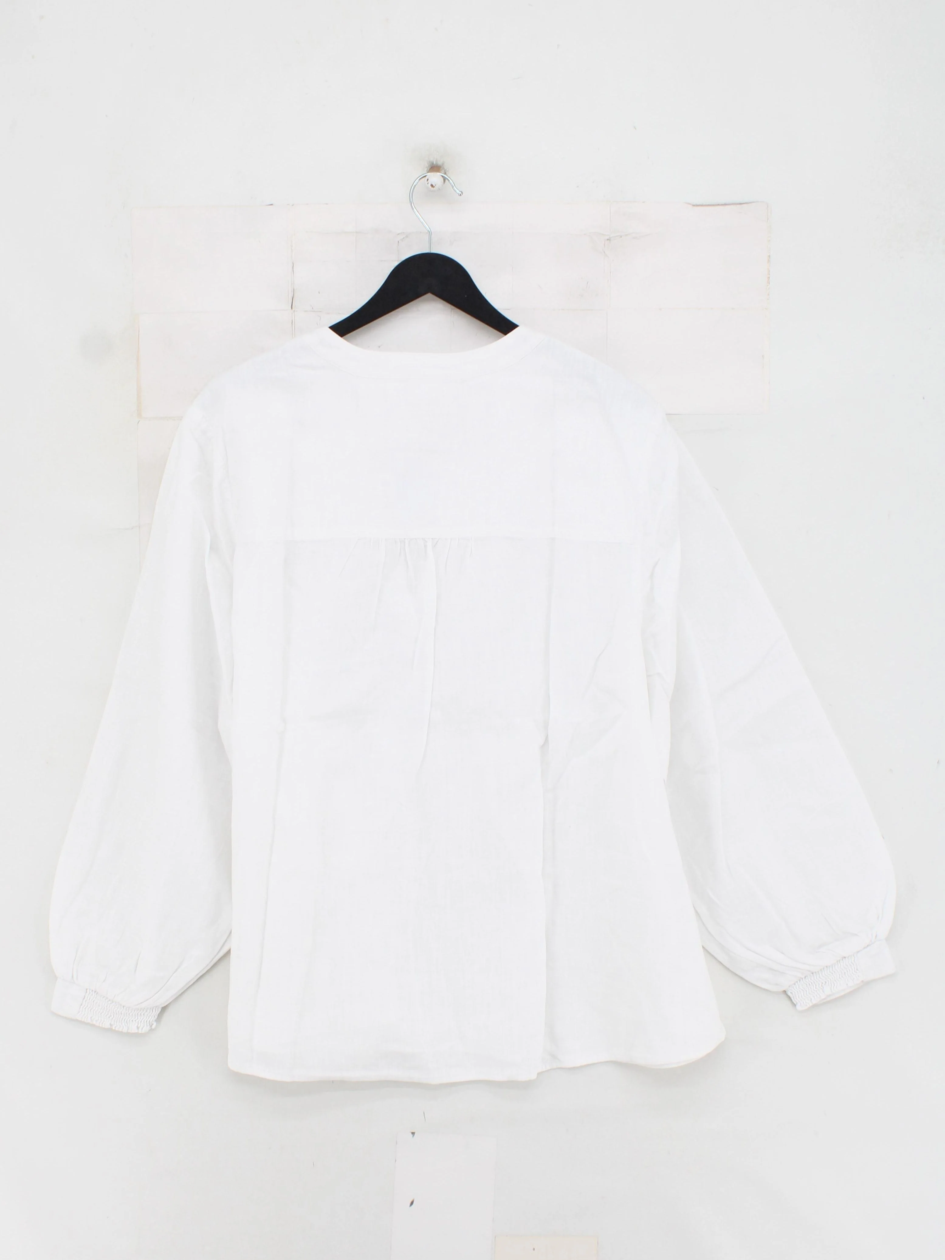 Boden Women's Blouse UK 20 White 100% Linen Long Sleeve V-Neck Basic - Image 2