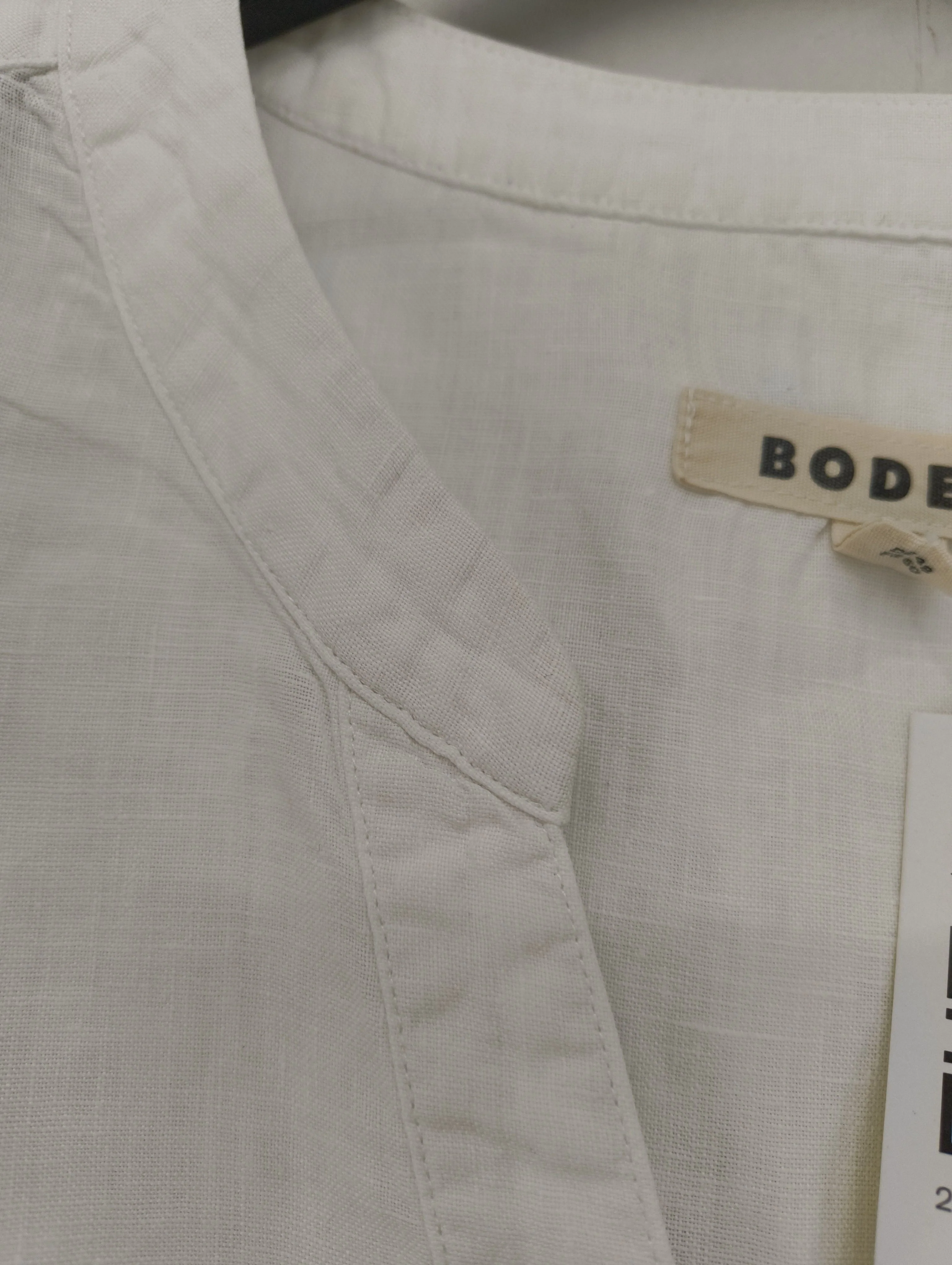 Boden Women's Blouse UK 20 White 100% Linen Long Sleeve V-Neck Basic - Image 5