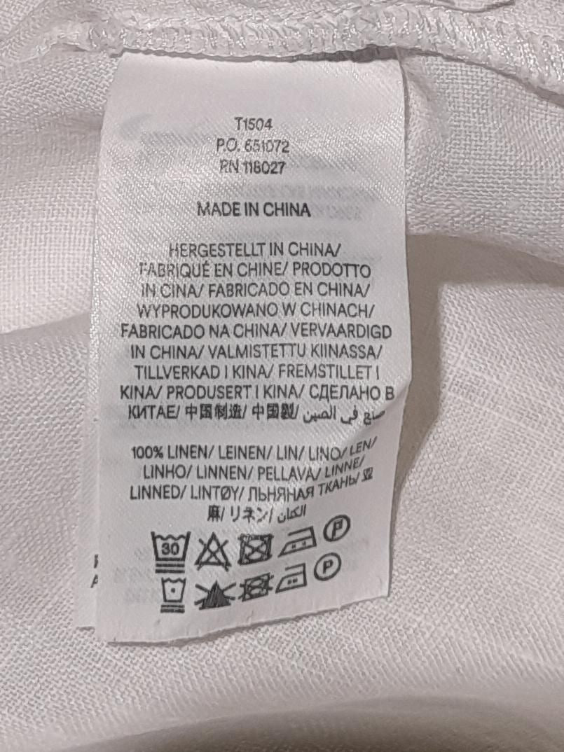 Boden Women's Blouse UK 20 White 100% Linen Long Sleeve V-Neck Basic - Image 7