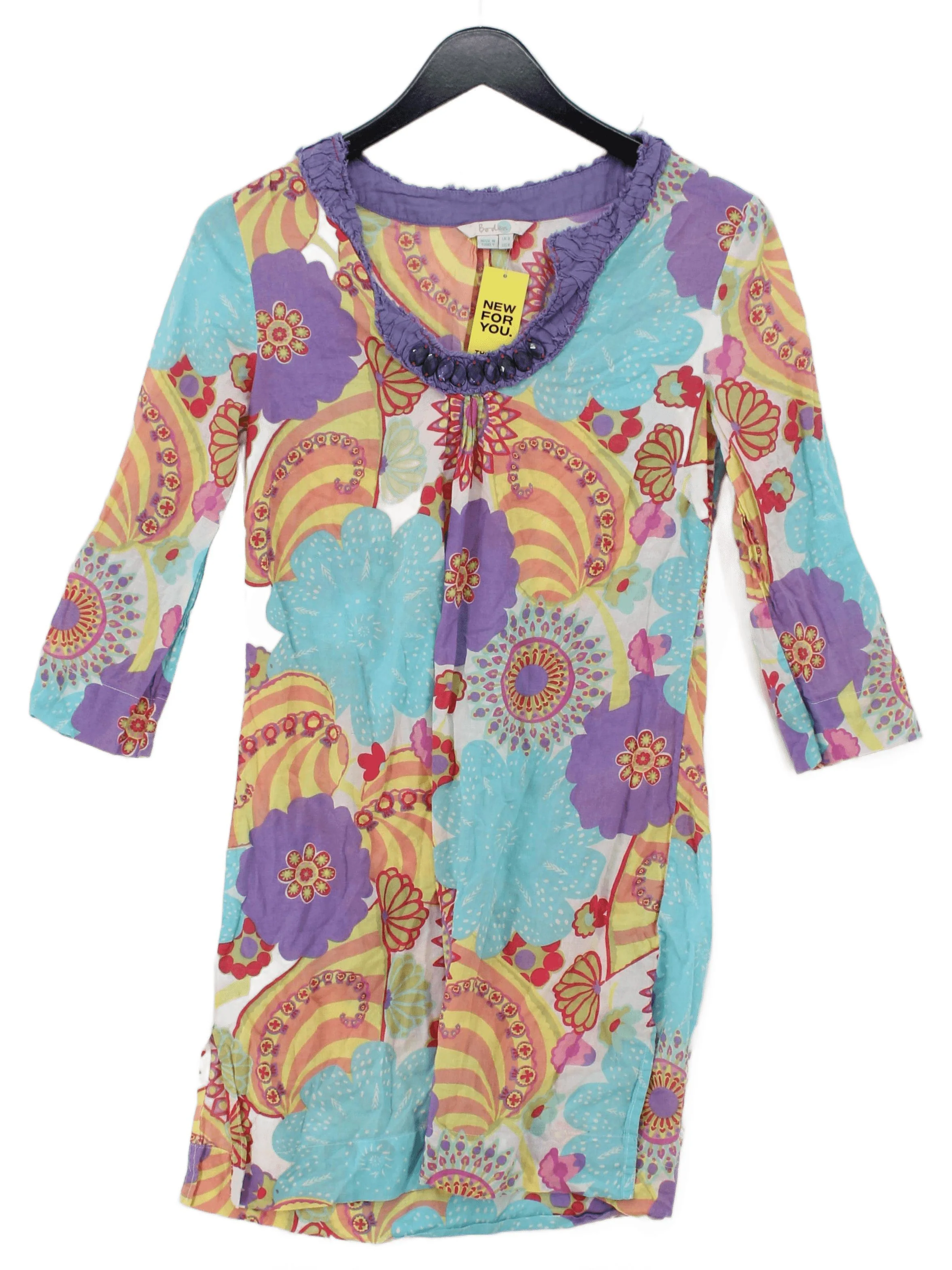 Boden Women's Blouse UK 8 Multi 100% Other 3/4 Sleeve Round Neck Basic