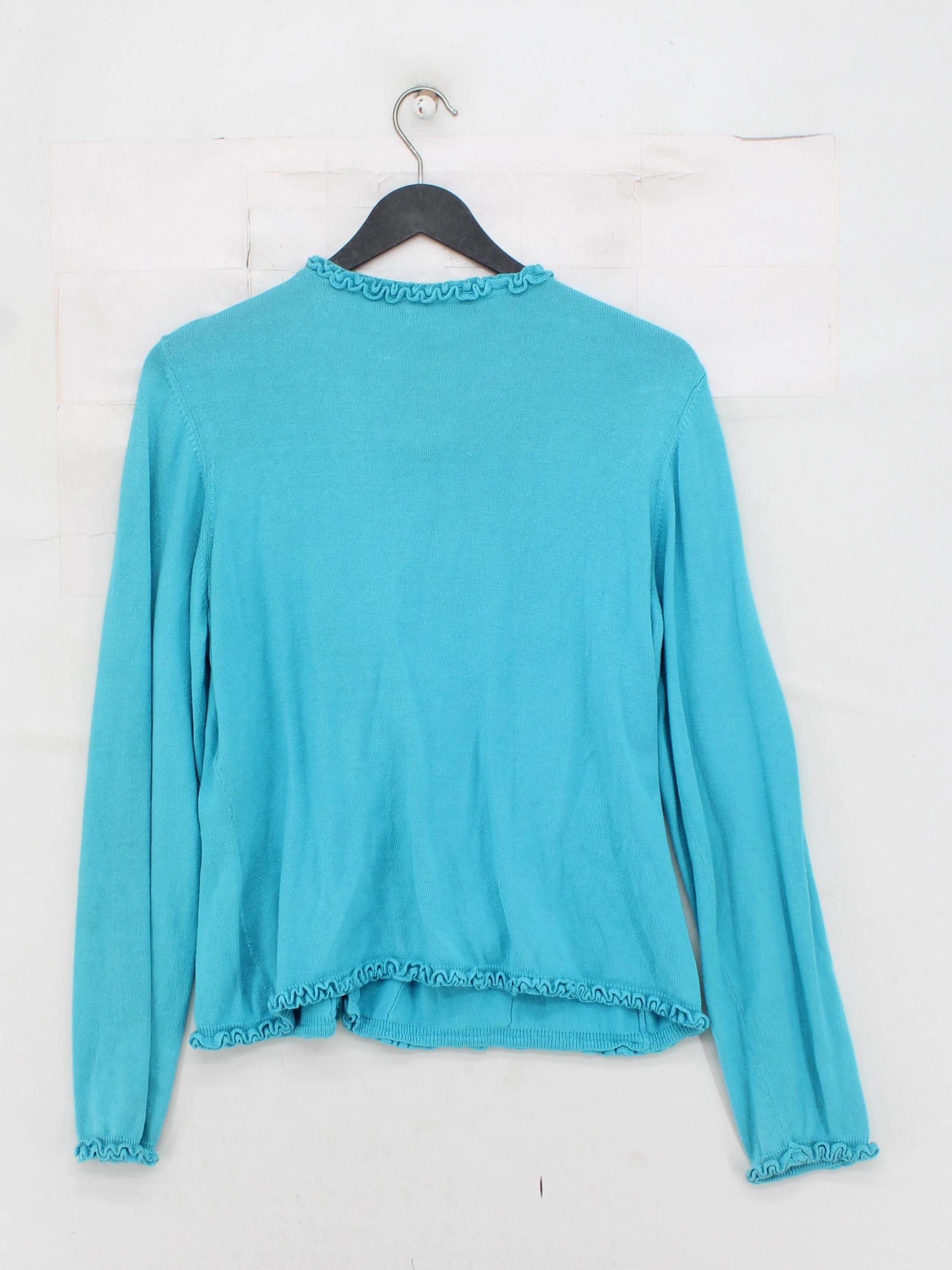 Boden Women's Cardigan M Blue Silk with Cotton Round Neck Cardigan - Image 2