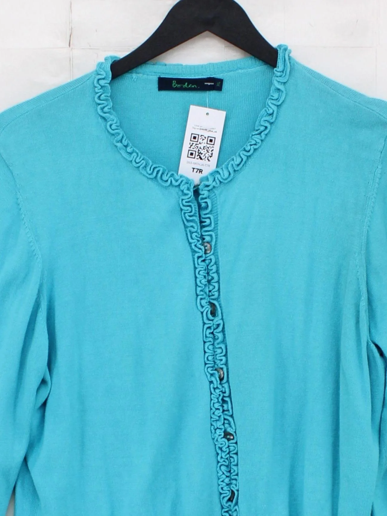 Boden Women's Cardigan M Blue Silk with Cotton Round Neck Cardigan - Image 3